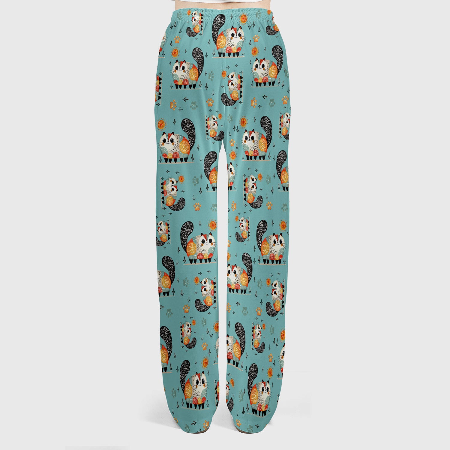 Playful Cat Illustration Women's Scrub Set, Breathable Med Uniform