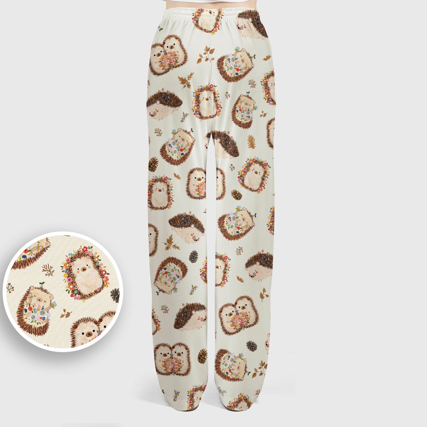 Cute Hedgehog Floral Scrub Set, Breathable Med Uniform