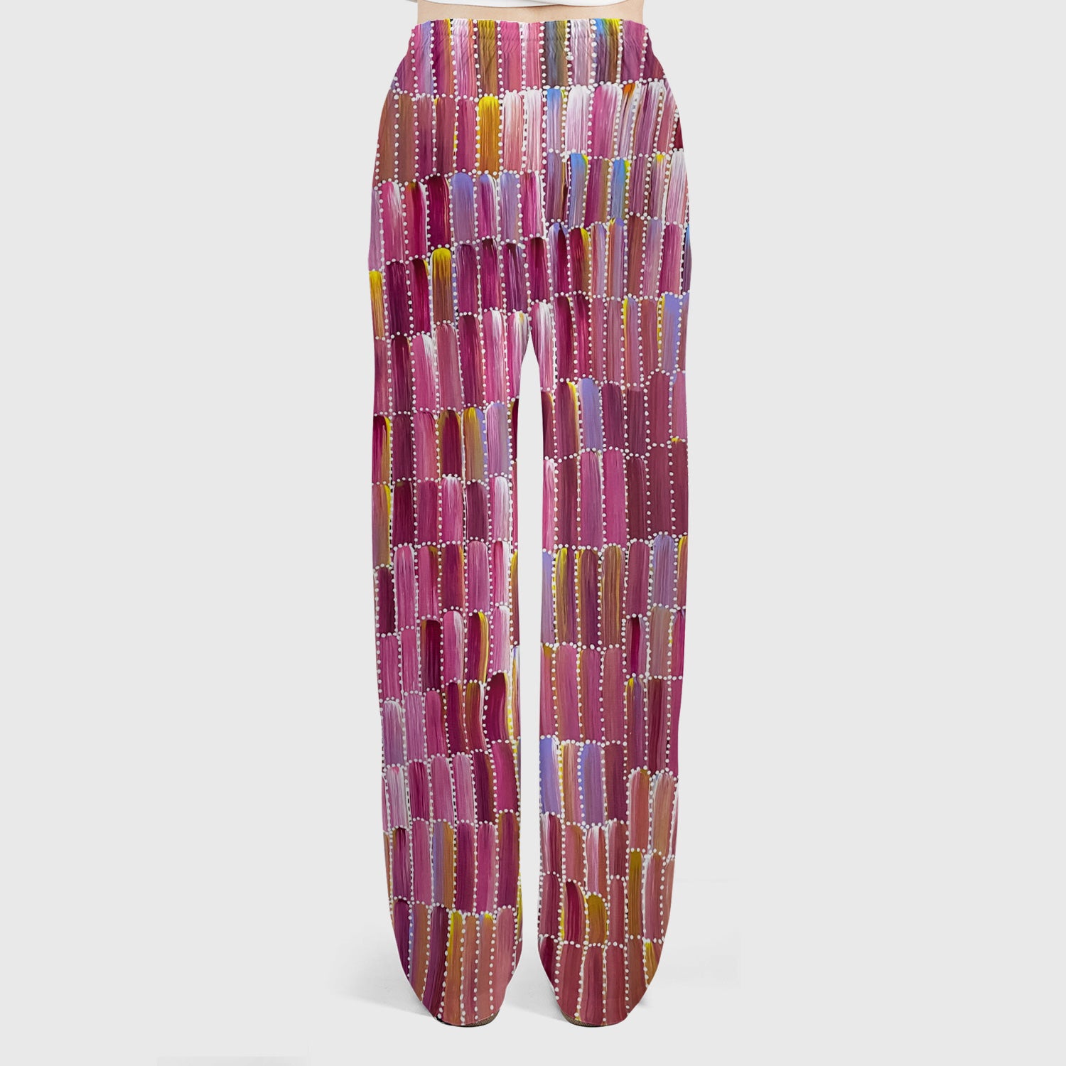 Colorful Abstract Brushstroke Dotted Pattern Scrub Set, Scrub Pants and V Neck Top