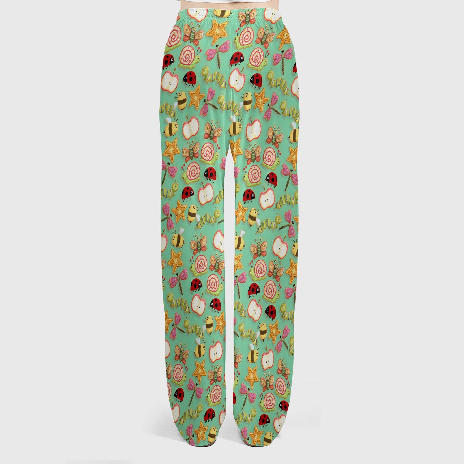 Cute Nurse Snail Ladybug Caterpillar Apple Garden Pattern Scrub Set, Breathable Med Uniform
