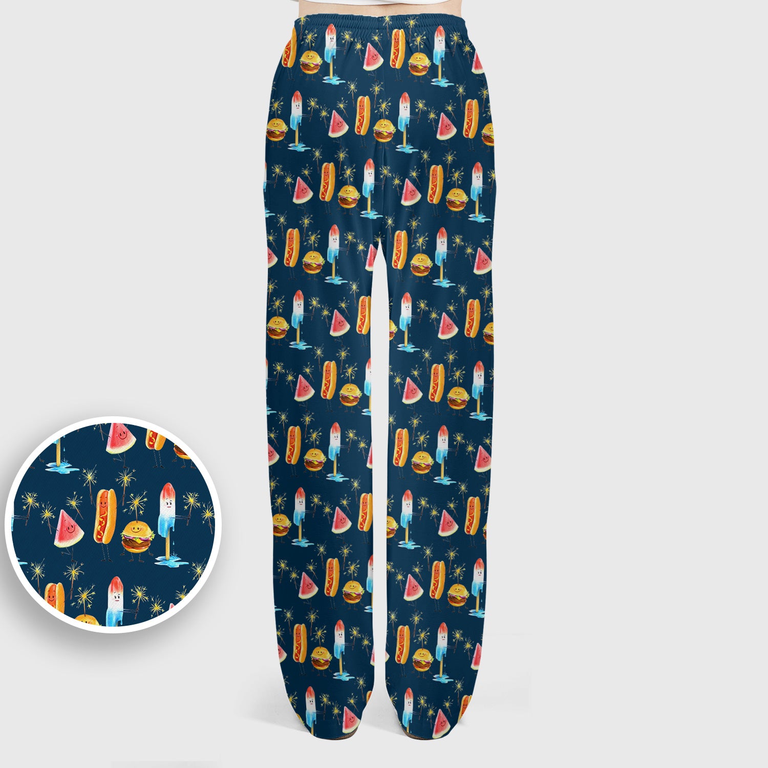 Funny Summer Food Icons Pattern Scrub Set, Breathable Fabrics Nursing Uniform