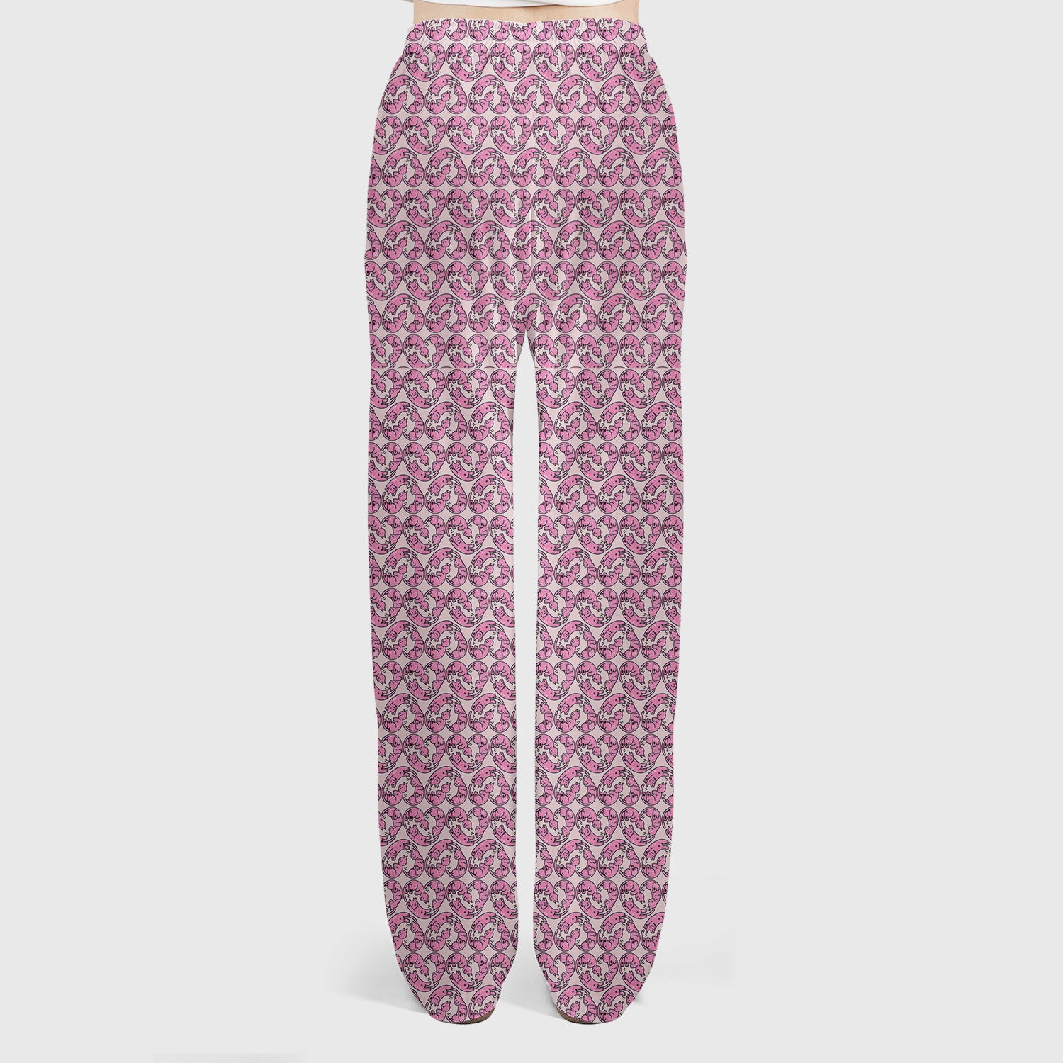 Cute Pink Cat Cartoon All Over Print Set, Women’s Scrub Sets