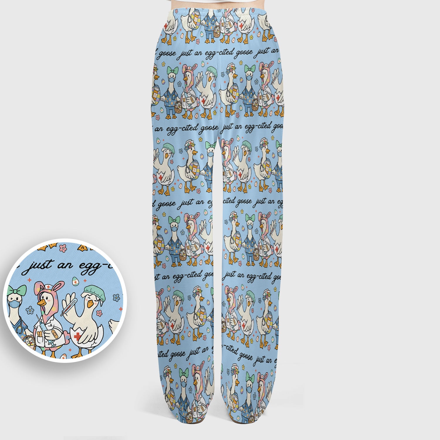Funny Easter Nurse Goose Pattern Scrub Set, Scrub Pants and V Neck Top