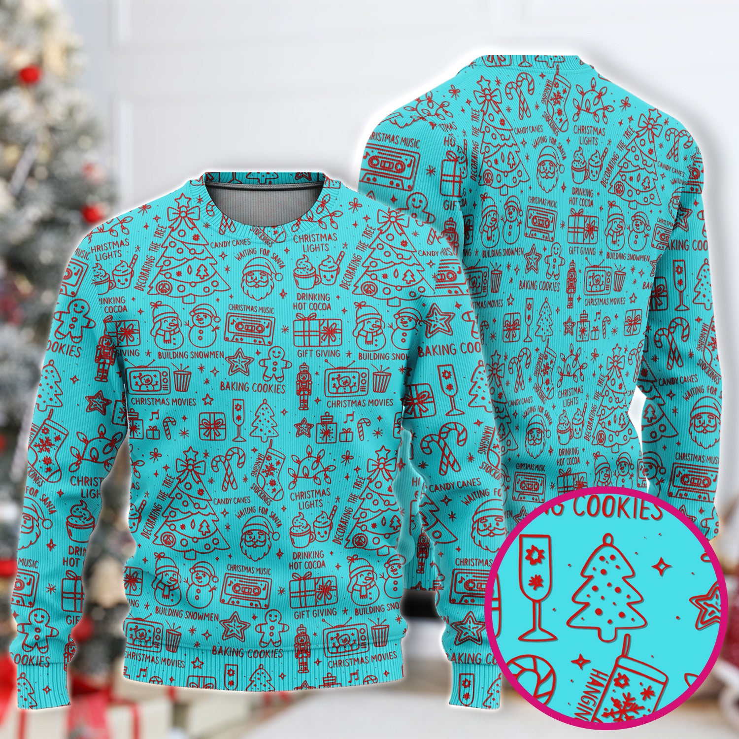 Christmas Pattern Scrub Set, Holiday Baking Cookies Nurse Shirt, Cute Medical Uniform Gift for RN, LPN, Healthcare Worker