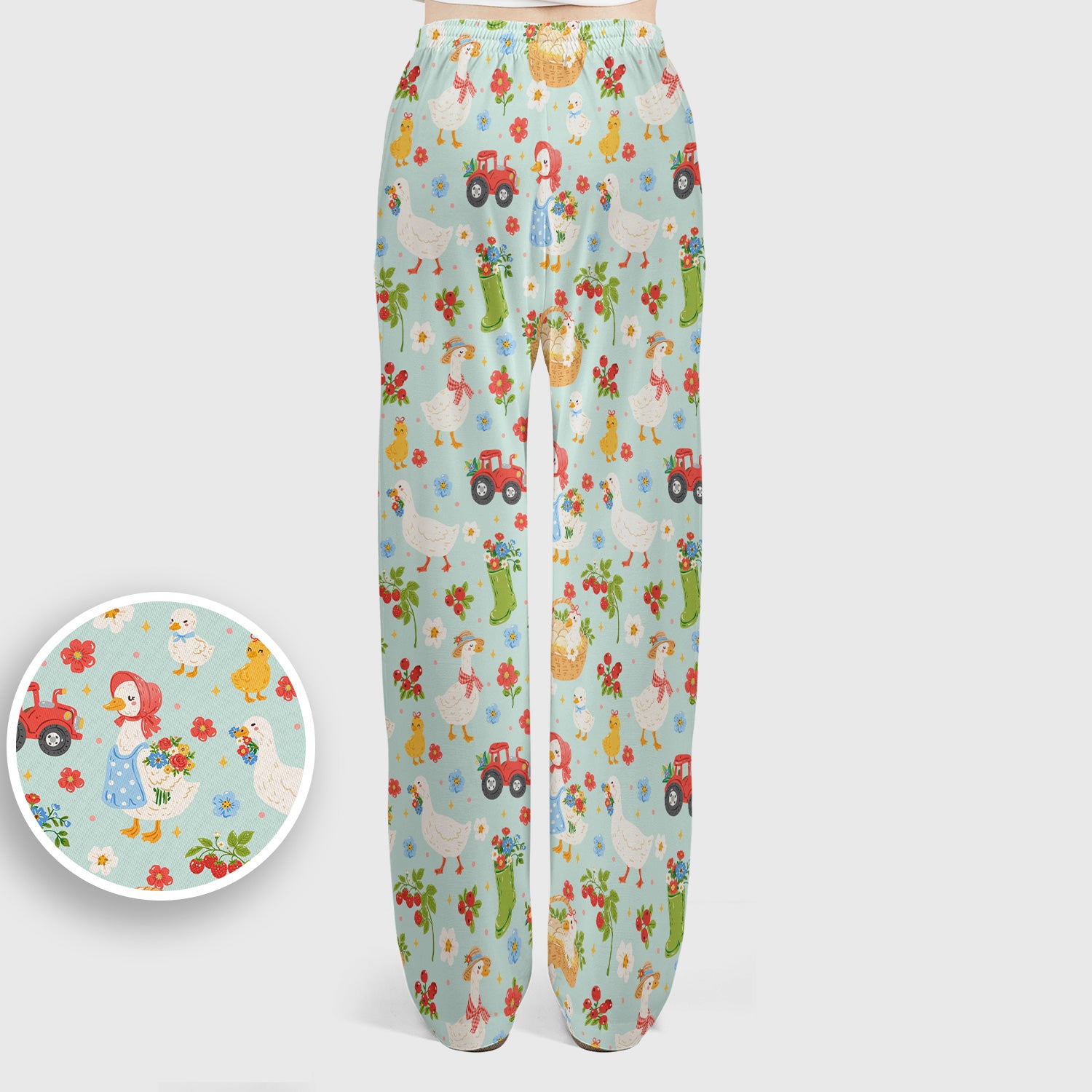 Farm Duck Chicken Tractor Flower Basket Scrub Top, Breathable Fabrics Nursing Uniform