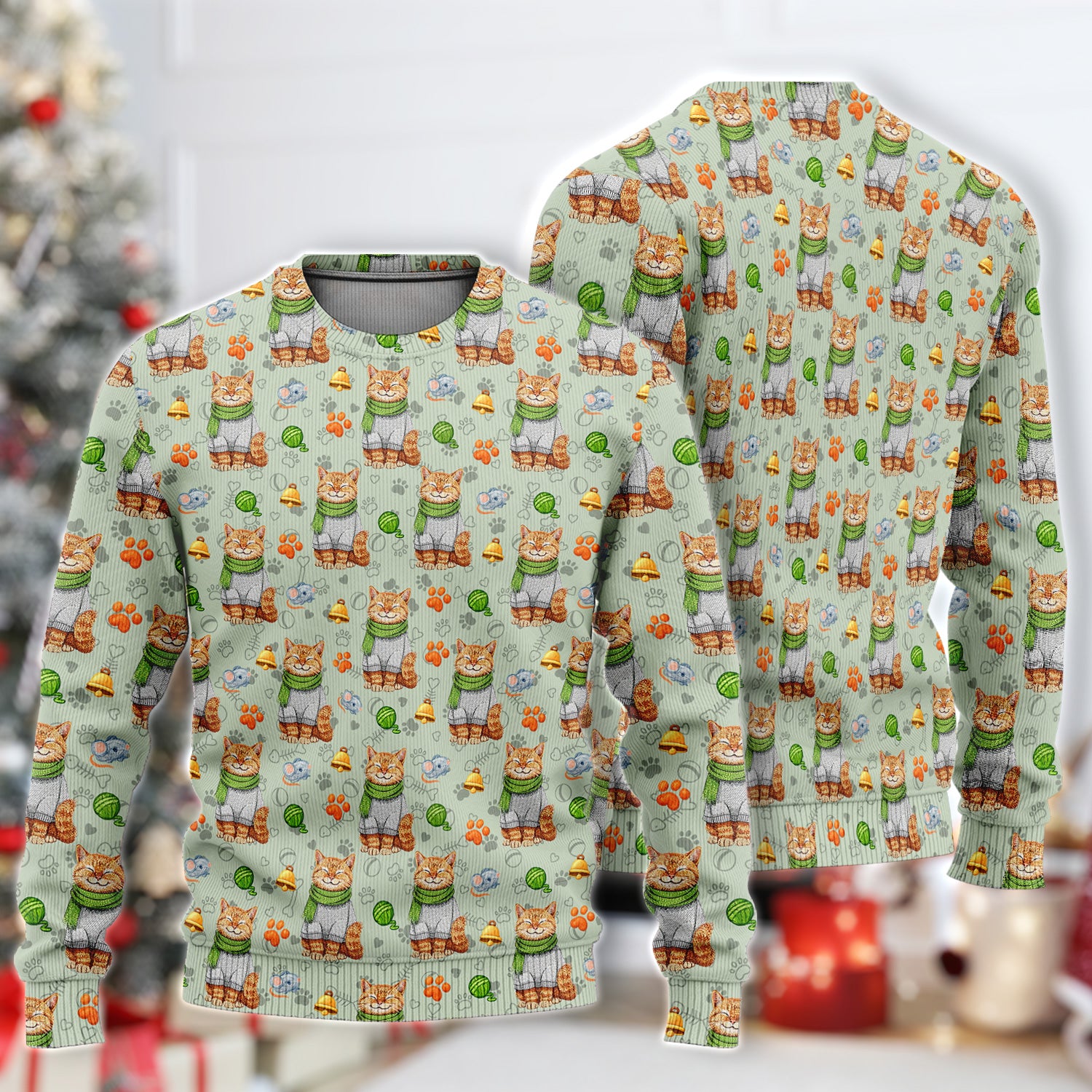 Adorable Cat Lover Nurse Scrub Set, Cute Cat Medical Pattern Shirt, Breathable Fabrics Nursing Uniform
