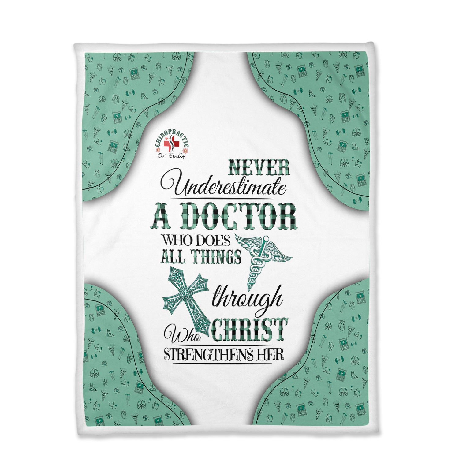 Personalized Christian Throw Blanket - Never Underestimate a Doctor - Gift for Women Doctors & Medical Professionals