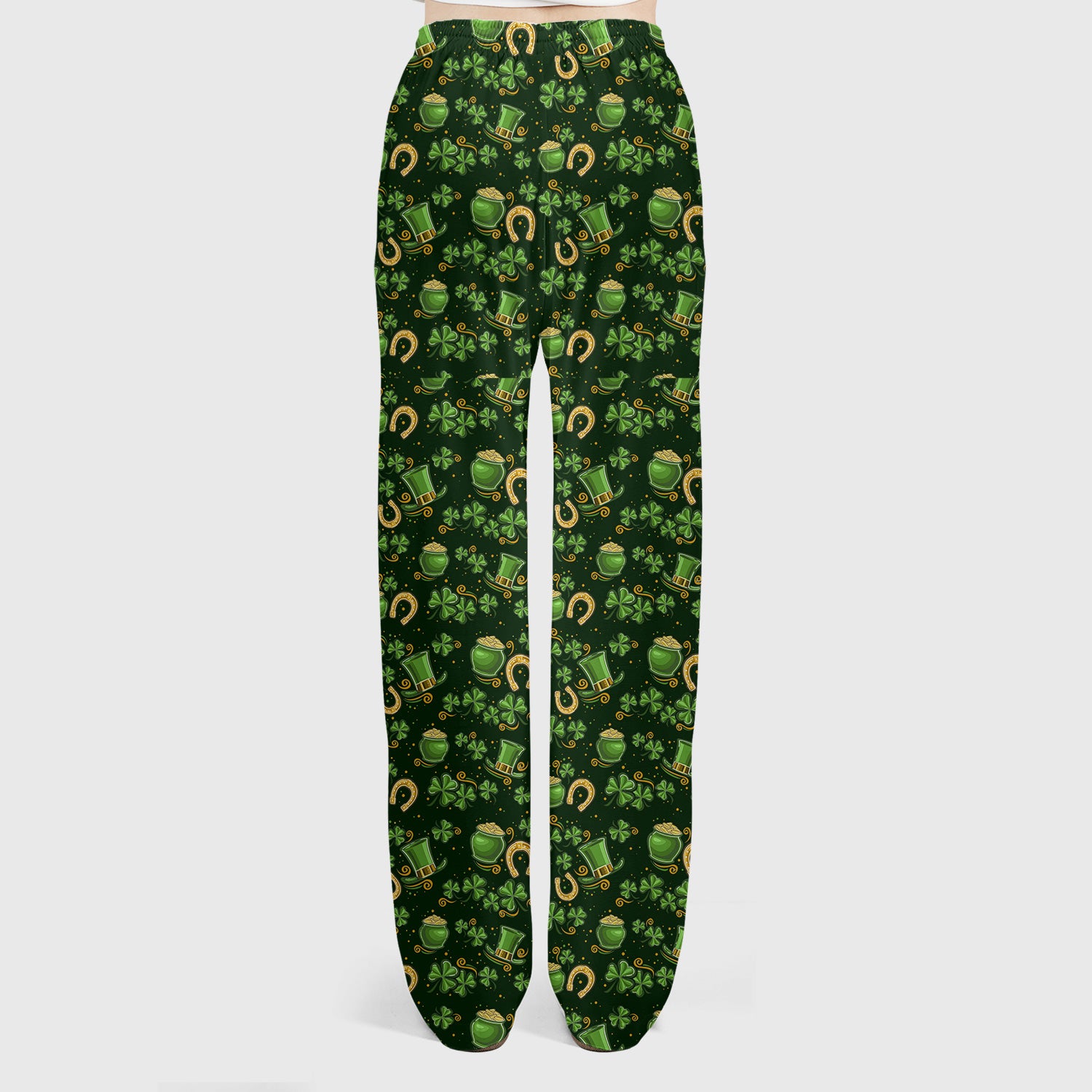 St. Patrick Shamrock Print Scrub Set, Scrub Pants and V Neck Top