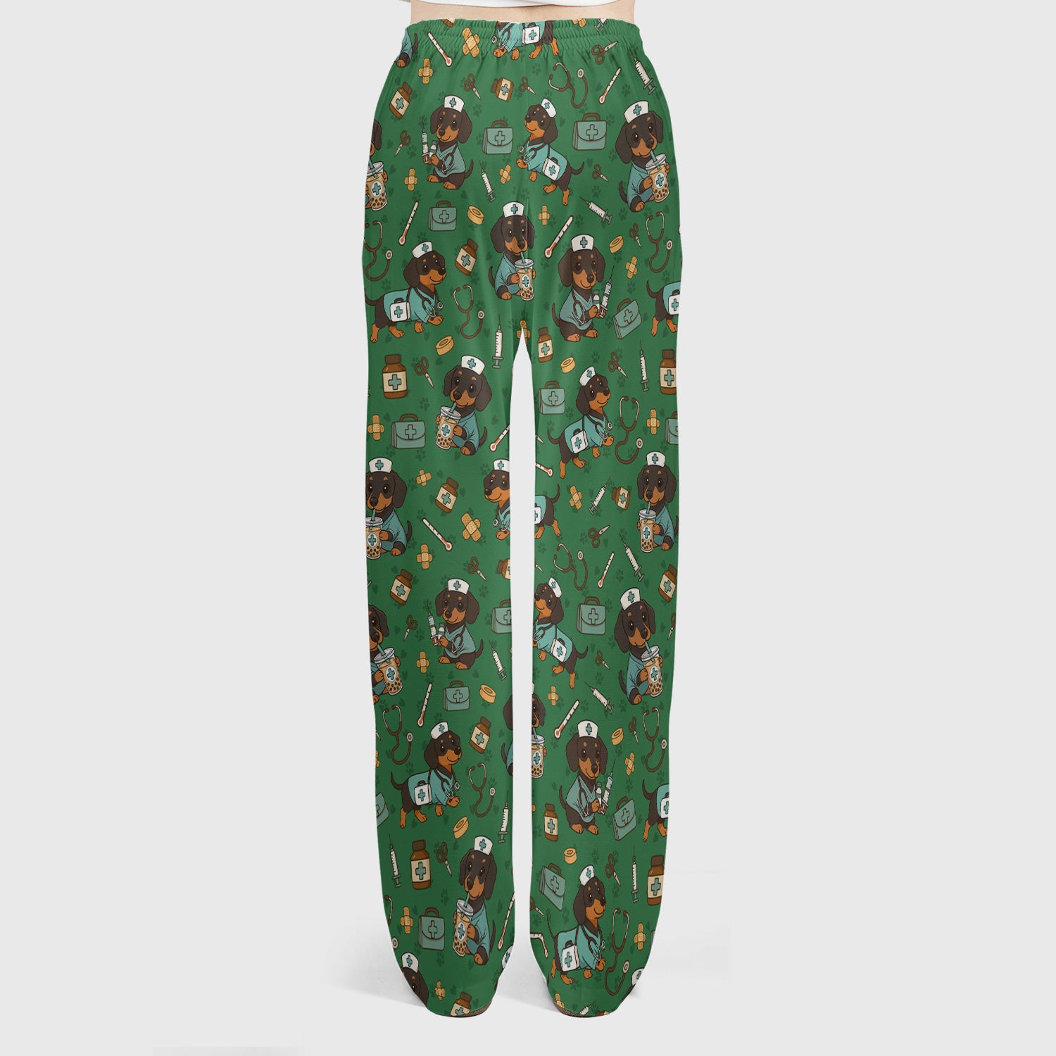 Funny Dachshund Nurse Scrubs Set - Cute Dog Print Medical Shirt - Holiday Nurse Scrub Top Gift for RN CNA Doctor, Women & Men