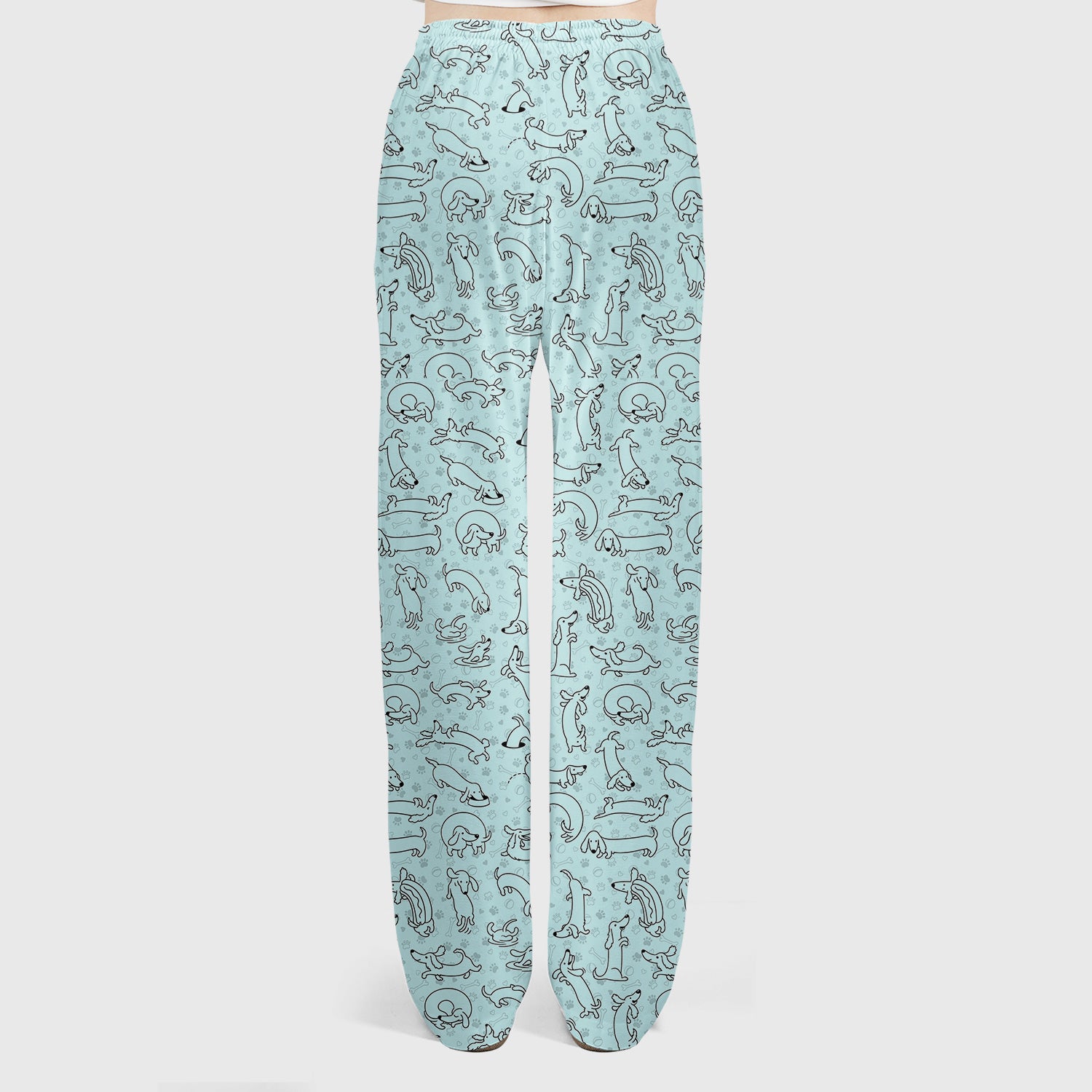 Playful Dachshund Dog Line Art Print Scrub Set, Scrub Pants and V Neck Top