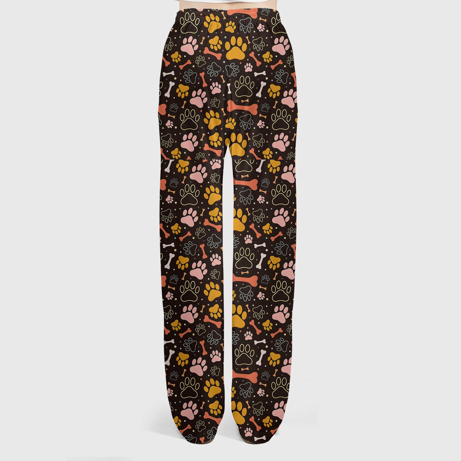 Cute Paw Print Dog Pattern Scrub Set, Breathable Med Uniform