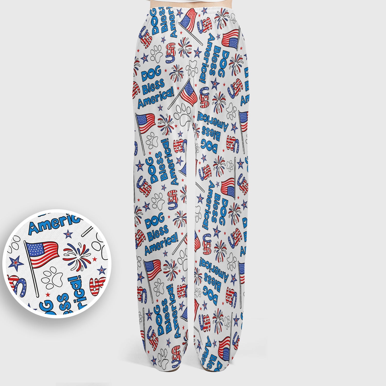 Funny Patriotic Dog Bless America Flag Pattern Scrub Set, Scrub Pants and V Neck Top