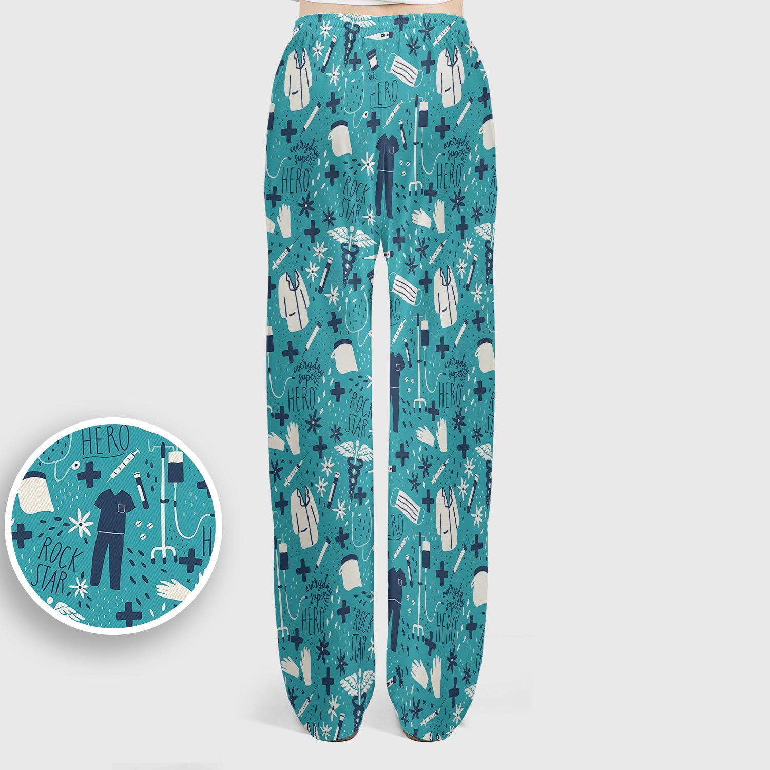 Inspirational Healthcare Hero Medical Tools Nurse Pattern Scrub Set, Scrub Pants and V Neck Top