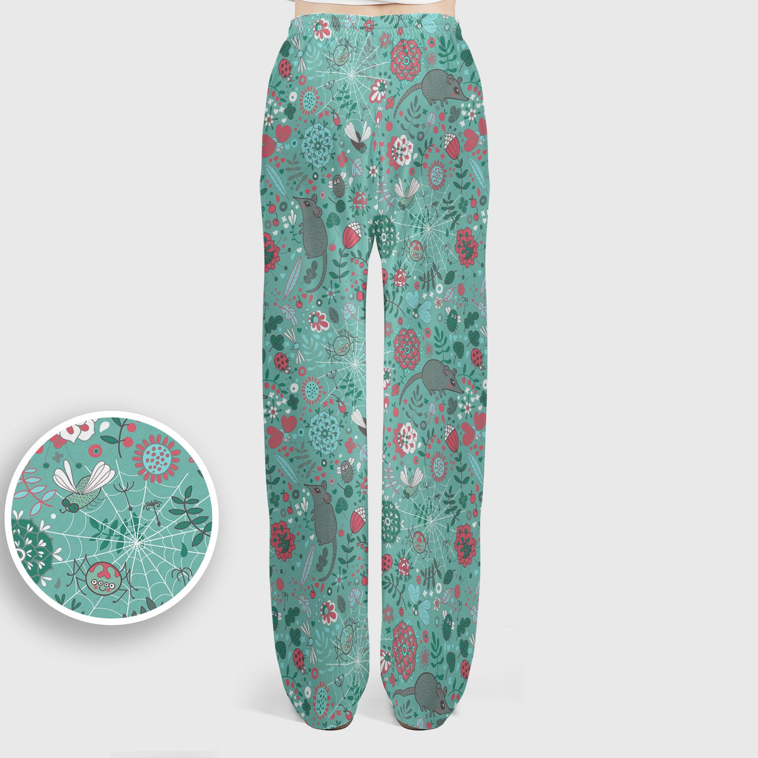 Woodland Mouse Floral Pattern Scrub Set, Breathable Med Uniform