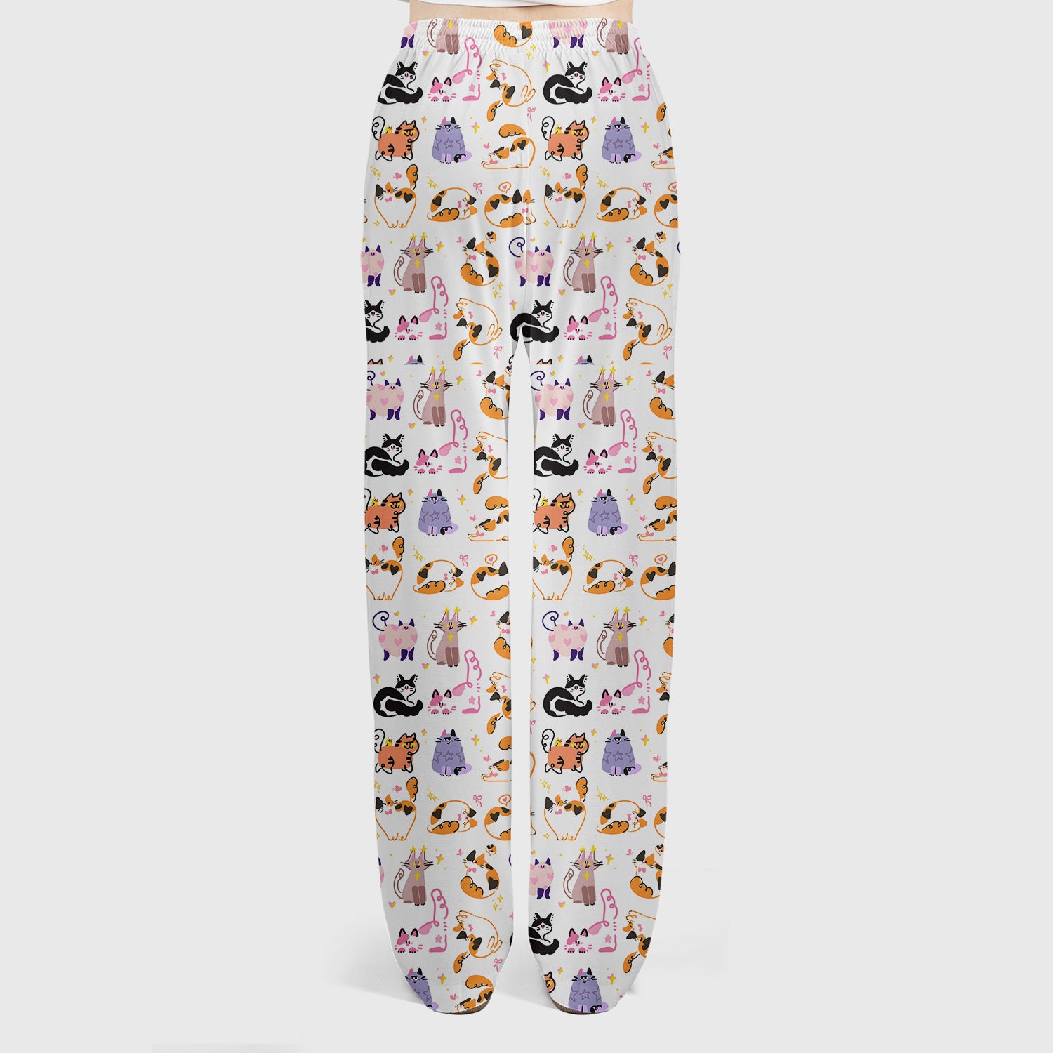 Funny Cat Pattern Scrub Set, Cute Cats Nursing Uniform For Women