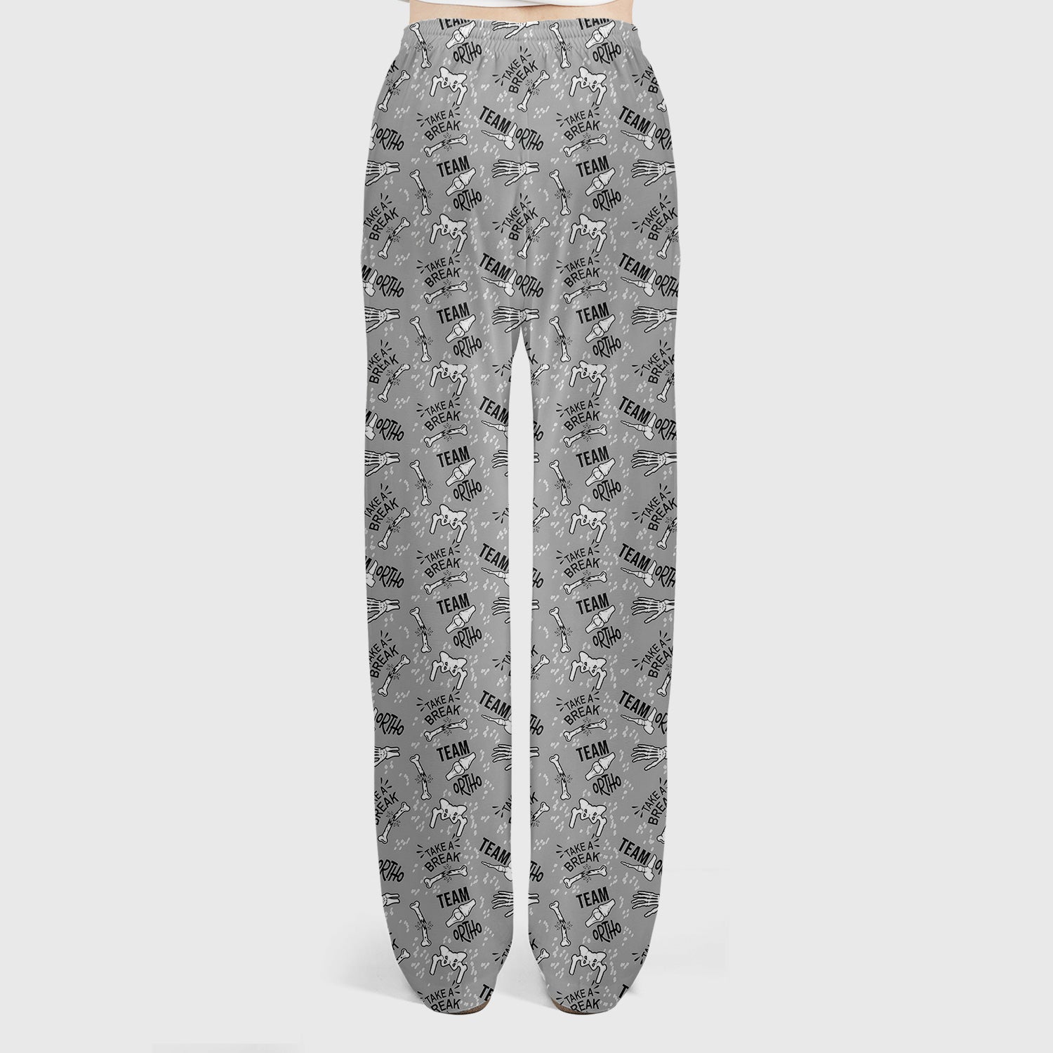 Team Ortho Bone Joint Print Scrub Set, Scrub Pants and V Neck Top