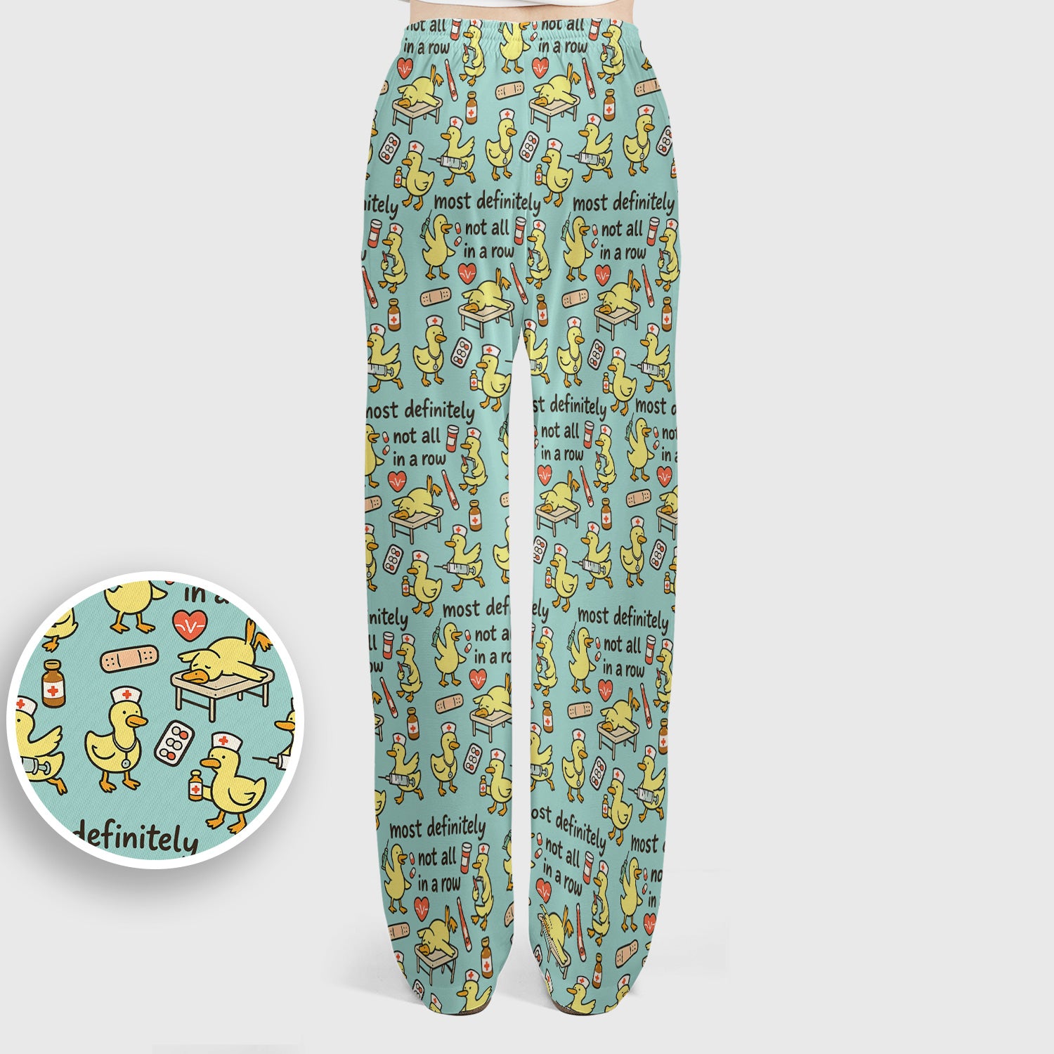 Funny Nurse Duck Medical Humor Pattern Scrub Set, Scrub Pants and V Neck Top