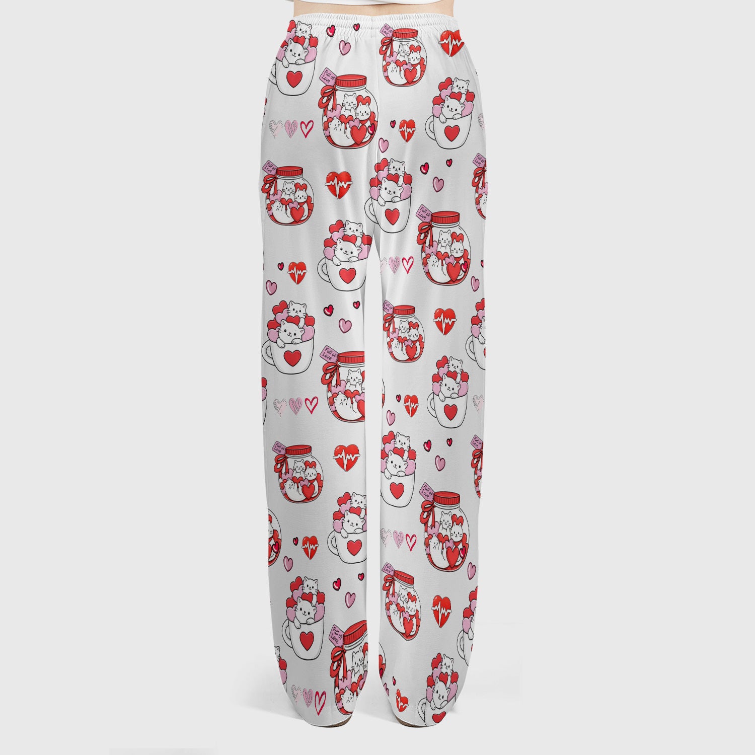 Cute Cat Valentine Nurse Scrub Set, Women's Scrub Sets Breathable Uniform