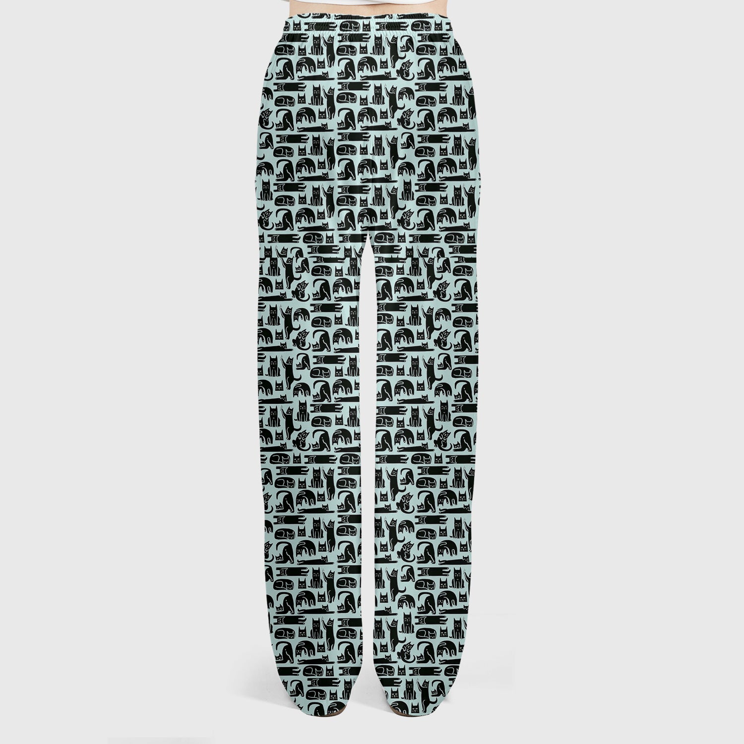 Cute Funny Cat Poses Print Scrub Sets, Scrub Pants and V Neck Top