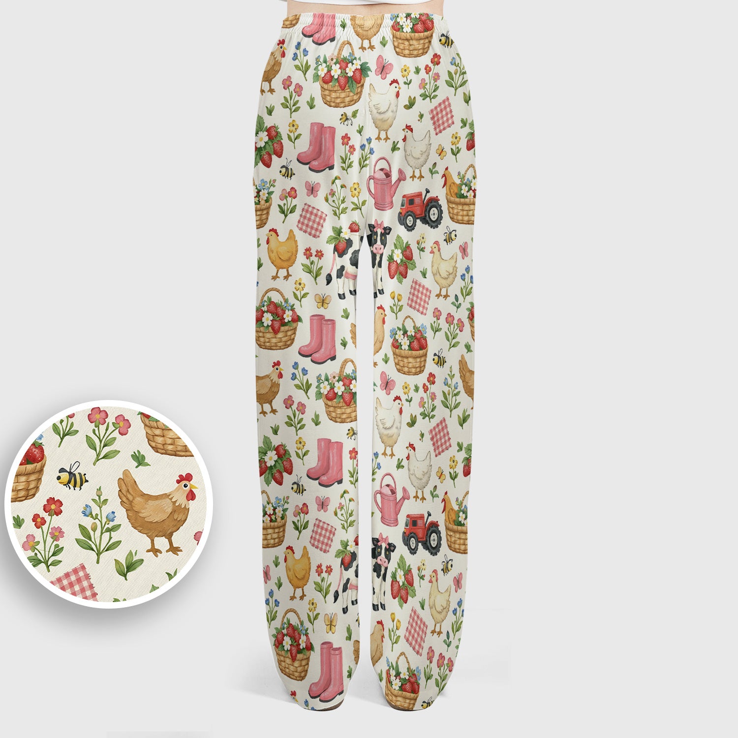 Whimsical Farm Animals Garden Pattern Scrub Top, Comfortable Scrubs for Nurses