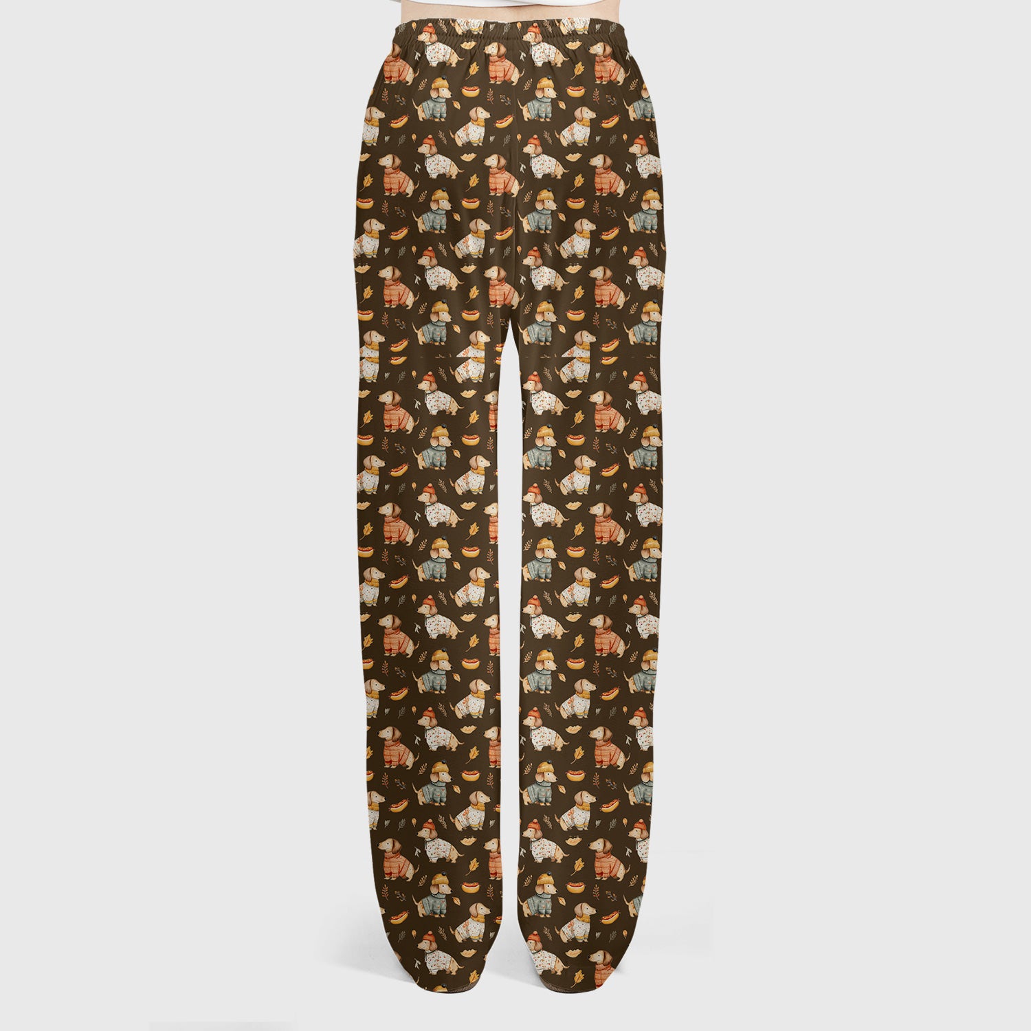 Autumn Dachshund Dog Sweater Print Scrub Set, Breathable Med Uniform