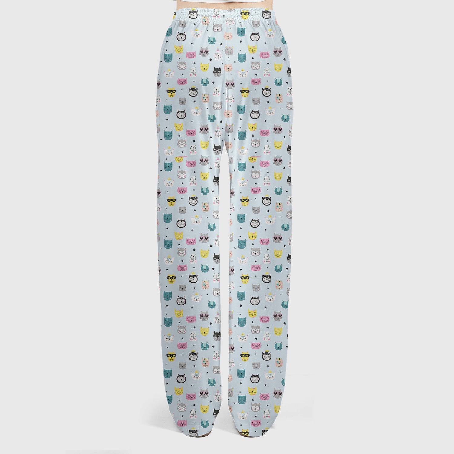 Cute Colorful Cat Pattern Women's Scrub Sets, Breathable Med Uniform