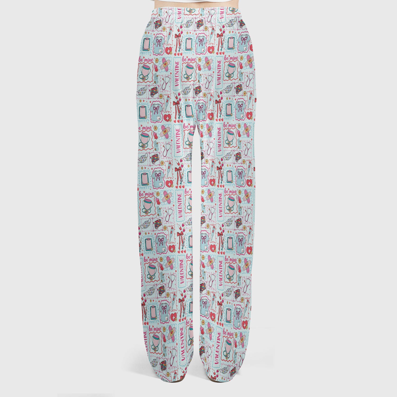 Valentine Medical Hearts Bandages Syringes Scrub Set, Breathable Med Uniform