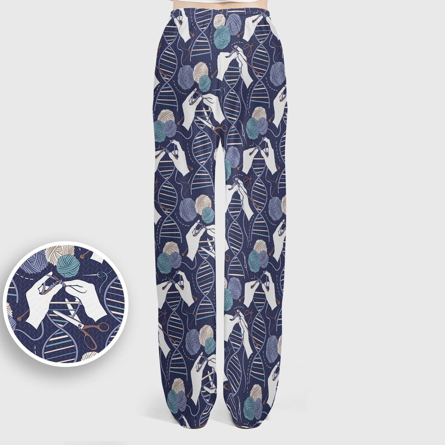 DNA Helix Yarn Pattern Scrub Set, Scrub Pants and V Neck Top