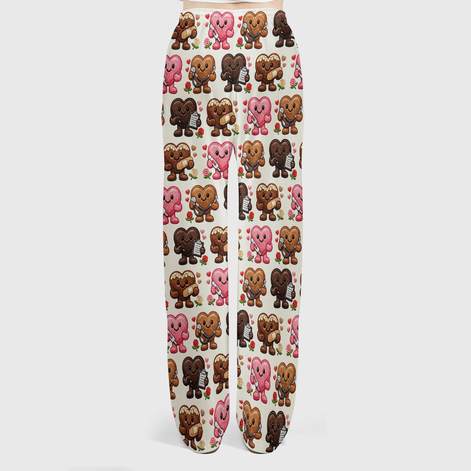 Valentine Heart Nurse Scrub Set, Cute Medical Love Pattern Shirt, Breathable Fabrics Nursing Uniform