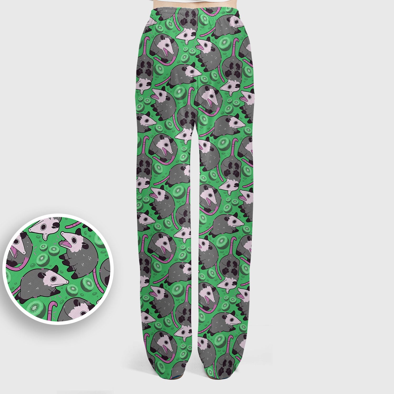 Funny Opossum Kiwi Scrub Set, Quirky Cartoon Animal Scrub Pants and V Neck Top