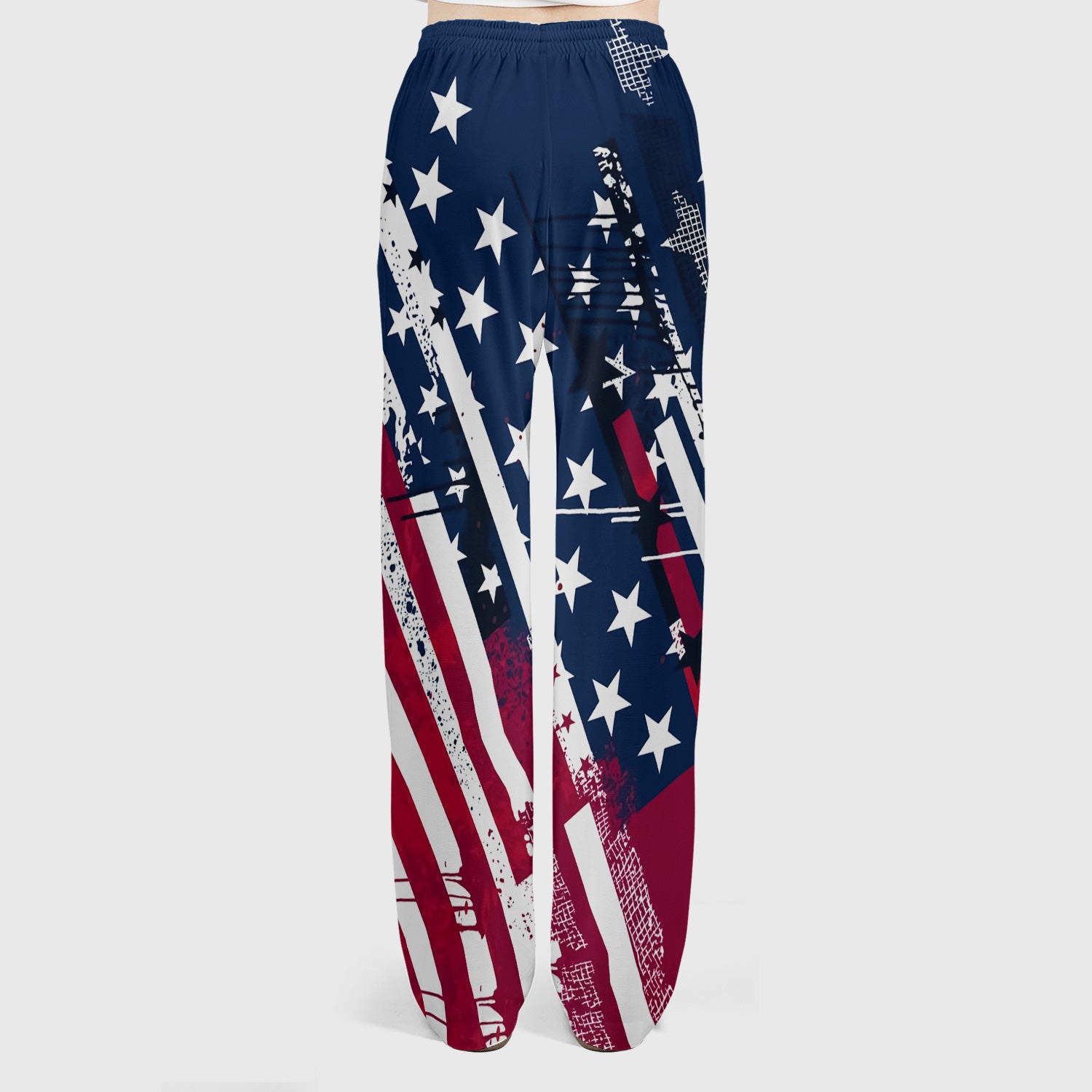 Patriotic USA Flag Stars And Stripes Grunge Pattern Scrub Set, Scrub Pants and V Neck Top