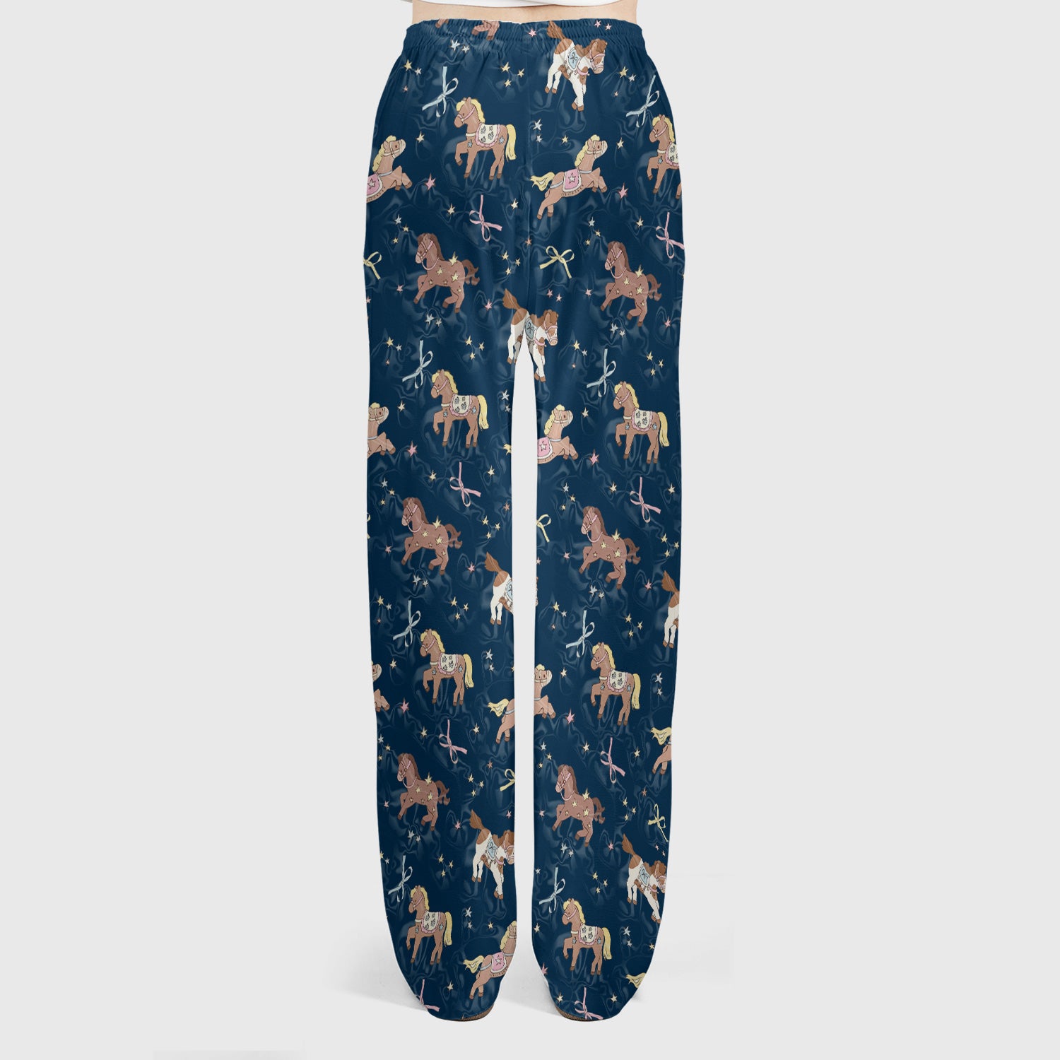 Cute Pony Star Pattern Scrub Set, Breathable Med Uniform
