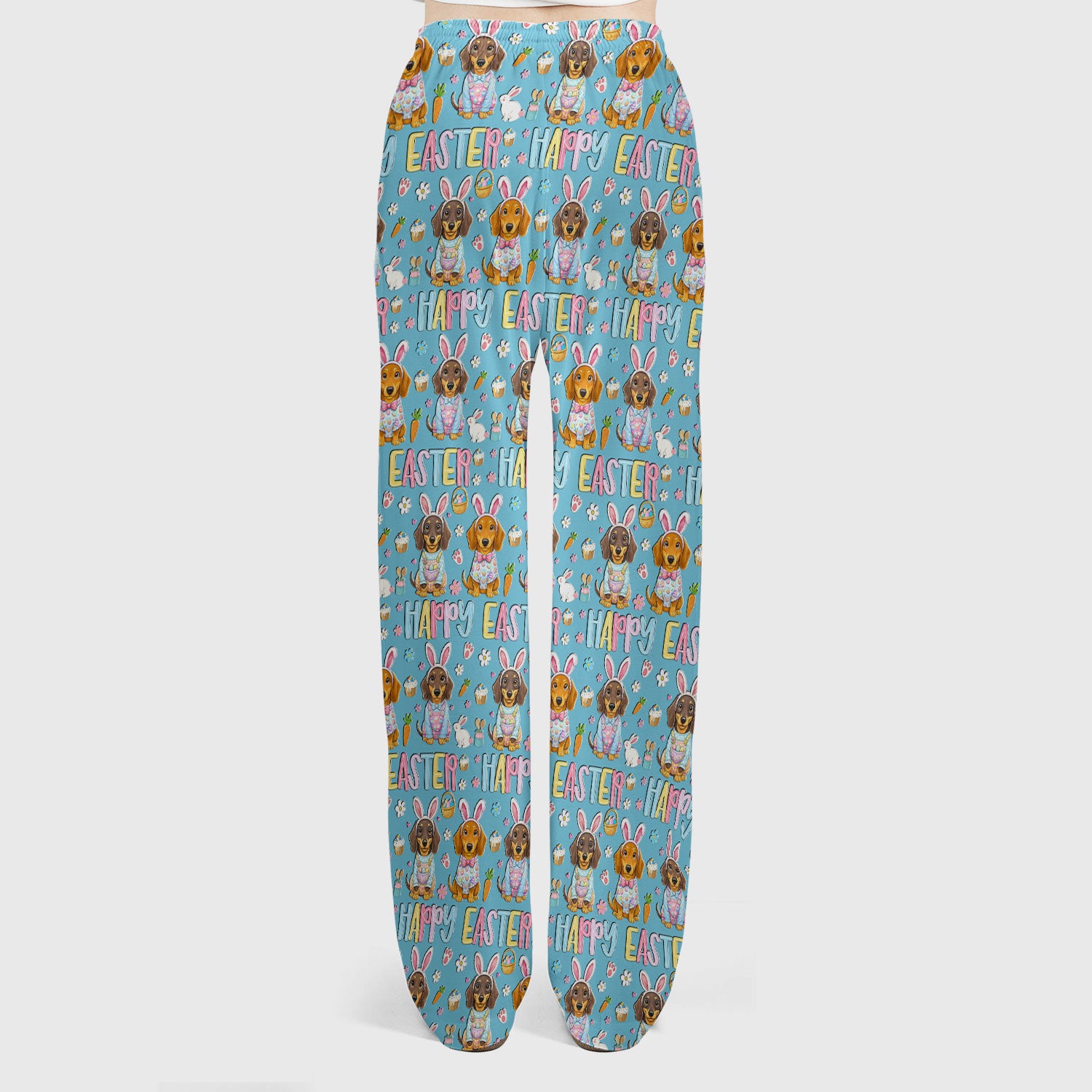 Happy Easter Dachshund Puppy Pattern Scrub Set, Breathable Med Uniform