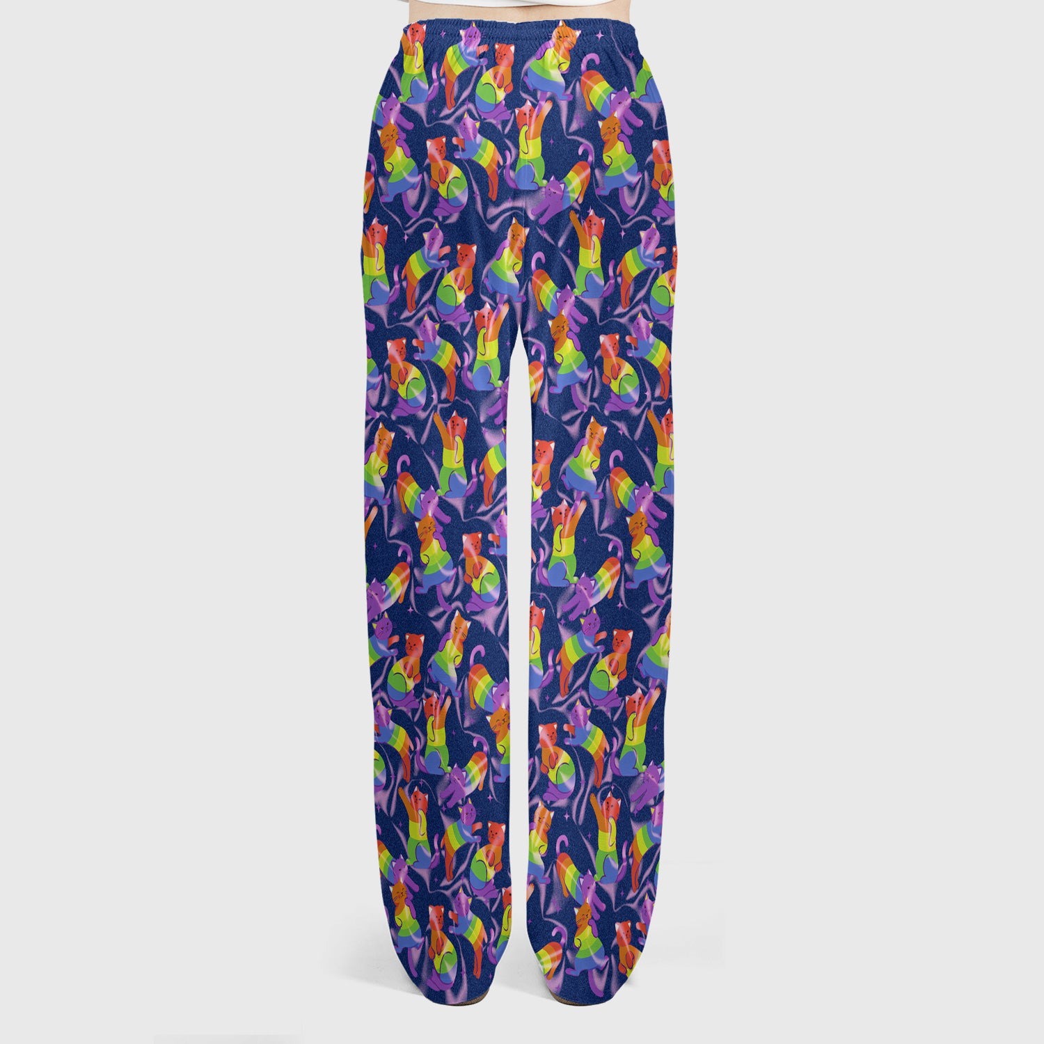 Rainbow Pride Cat Pattern Scrub Set, Scrub Pants and V Neck Top