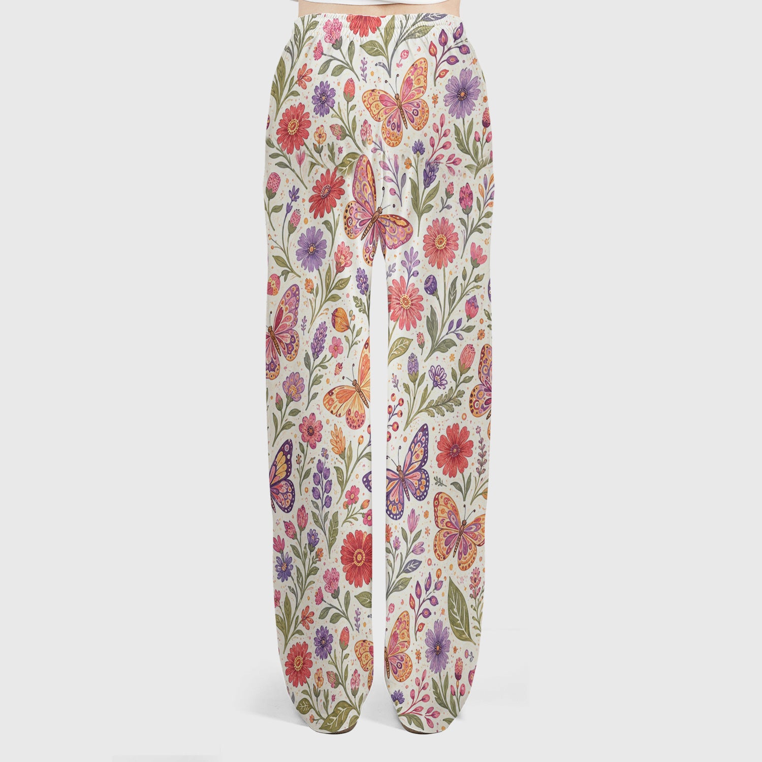 Floral Butterfly Pediatric Nurse Pattern Scrub Set, Scrub Pants and V Neck Top