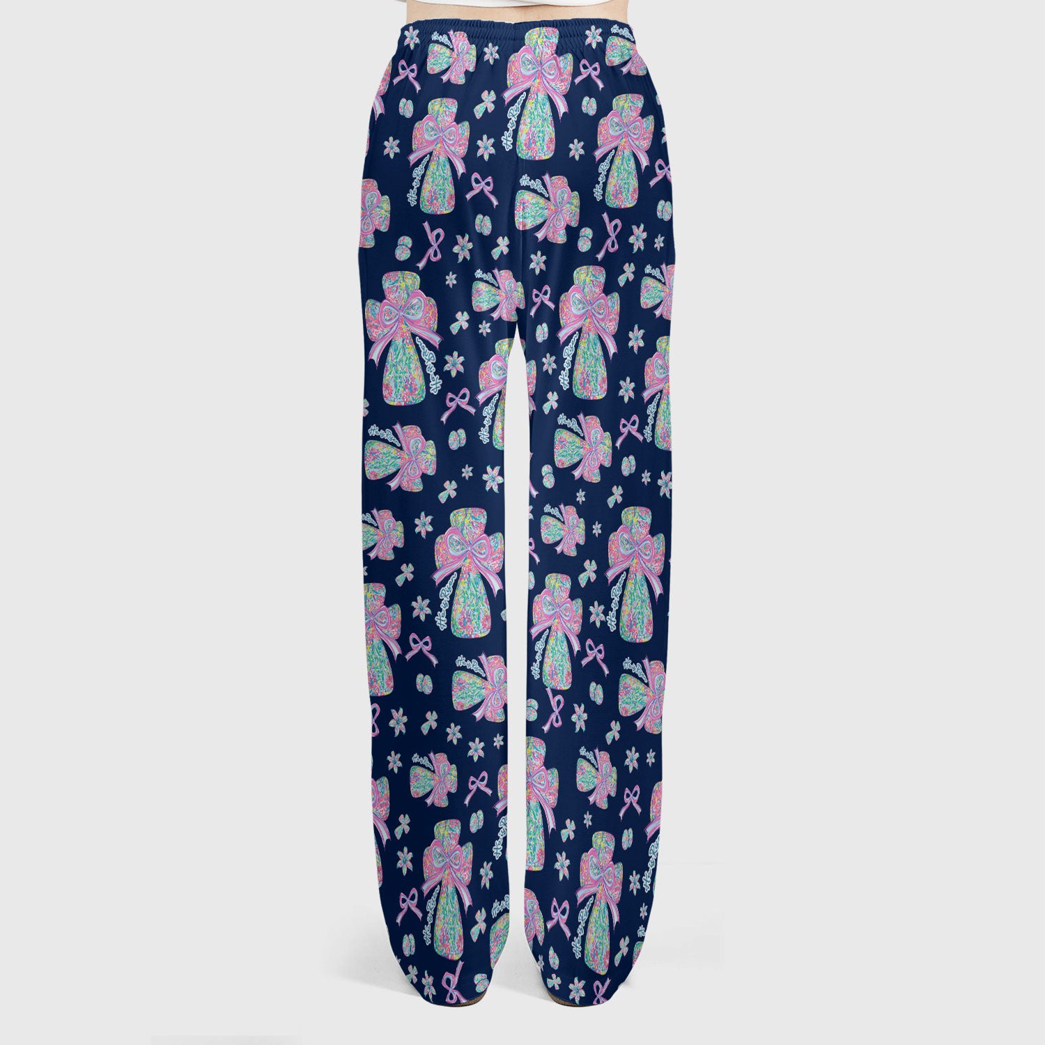 Colorful Bow Pattern Women's Scrub Sets, Breathable Med Uniform