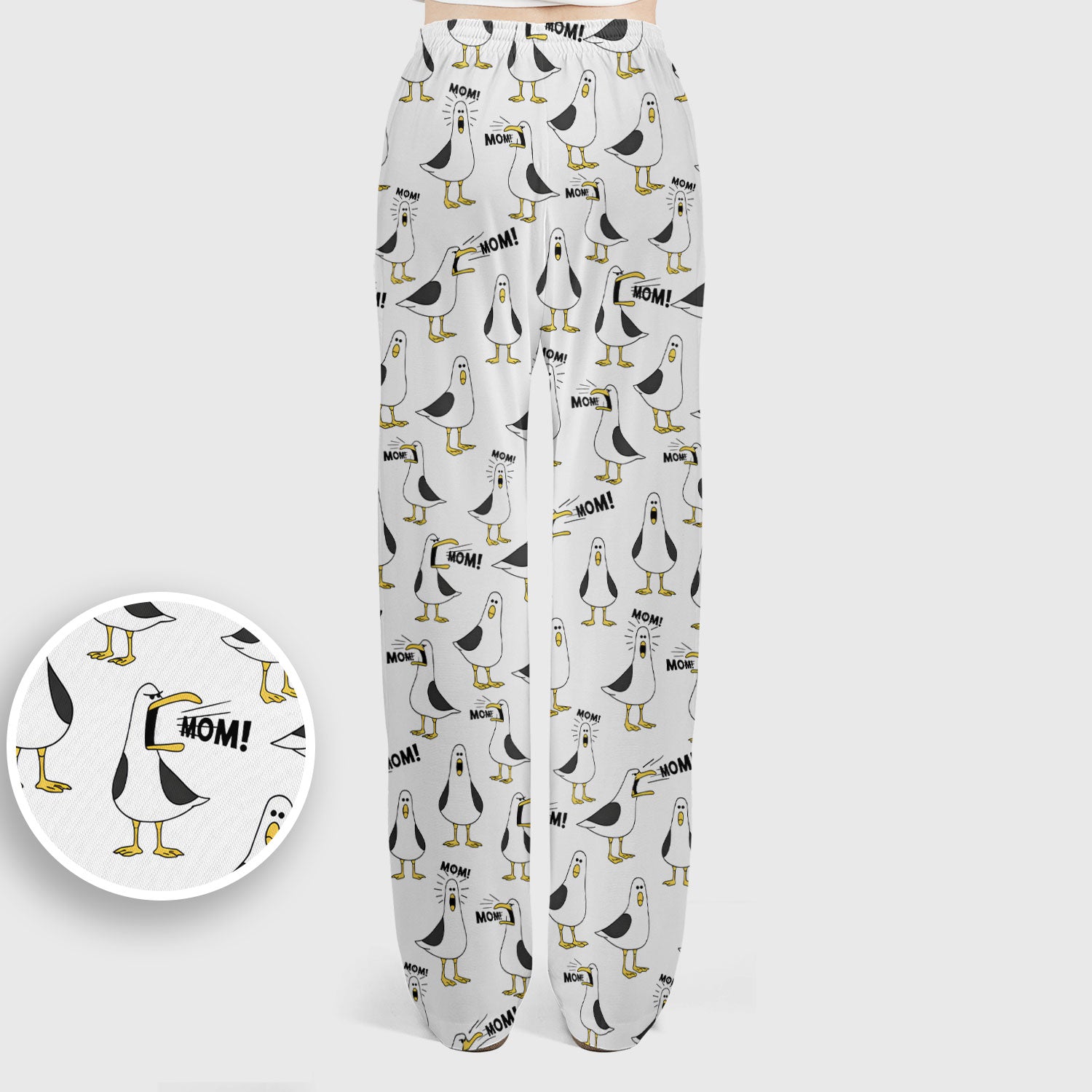 Funny Seagull Mom Seamless Pattern Scrub Set, Scrub Pants and V Neck Top