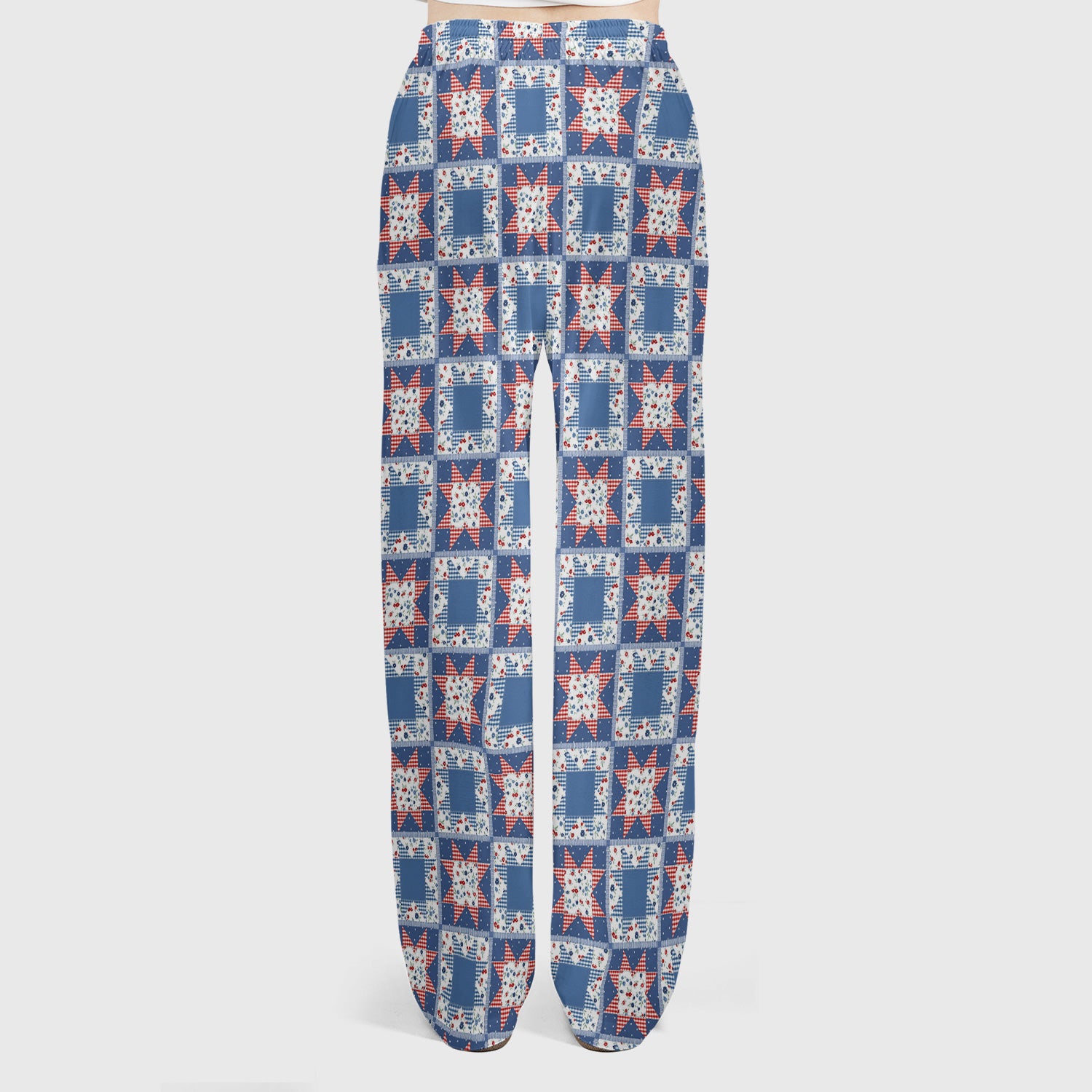Vintage Patchwork Star Quilt Pattern Scrub Set, Scrub Pants and V Neck Top