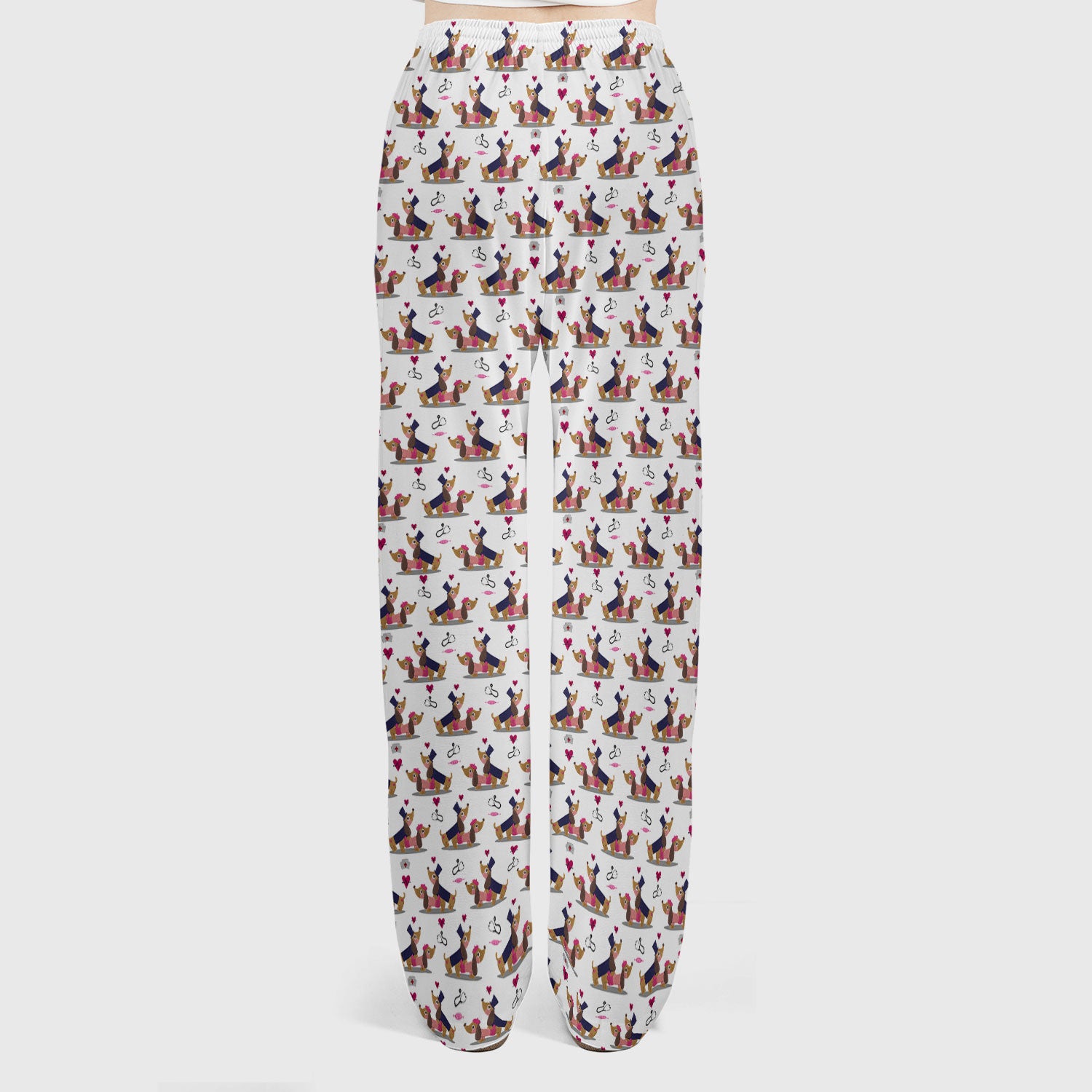 Valentine Dachshund Nurse Scrub Set - Funny Couple Gift for Women