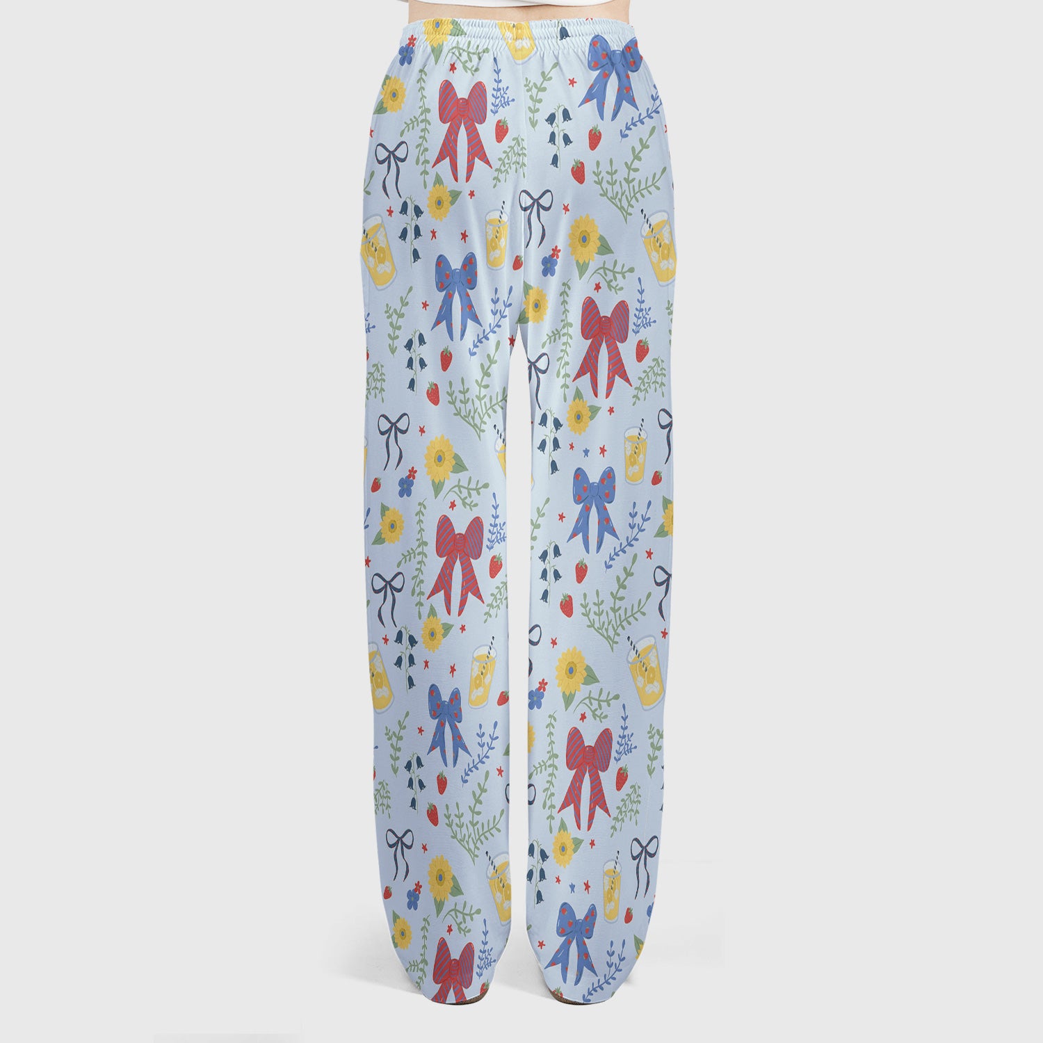 Sweet Summer Bow Nurse, Lemonade Floral Medical Scrub Set, Scrub Pants and V Neck Top