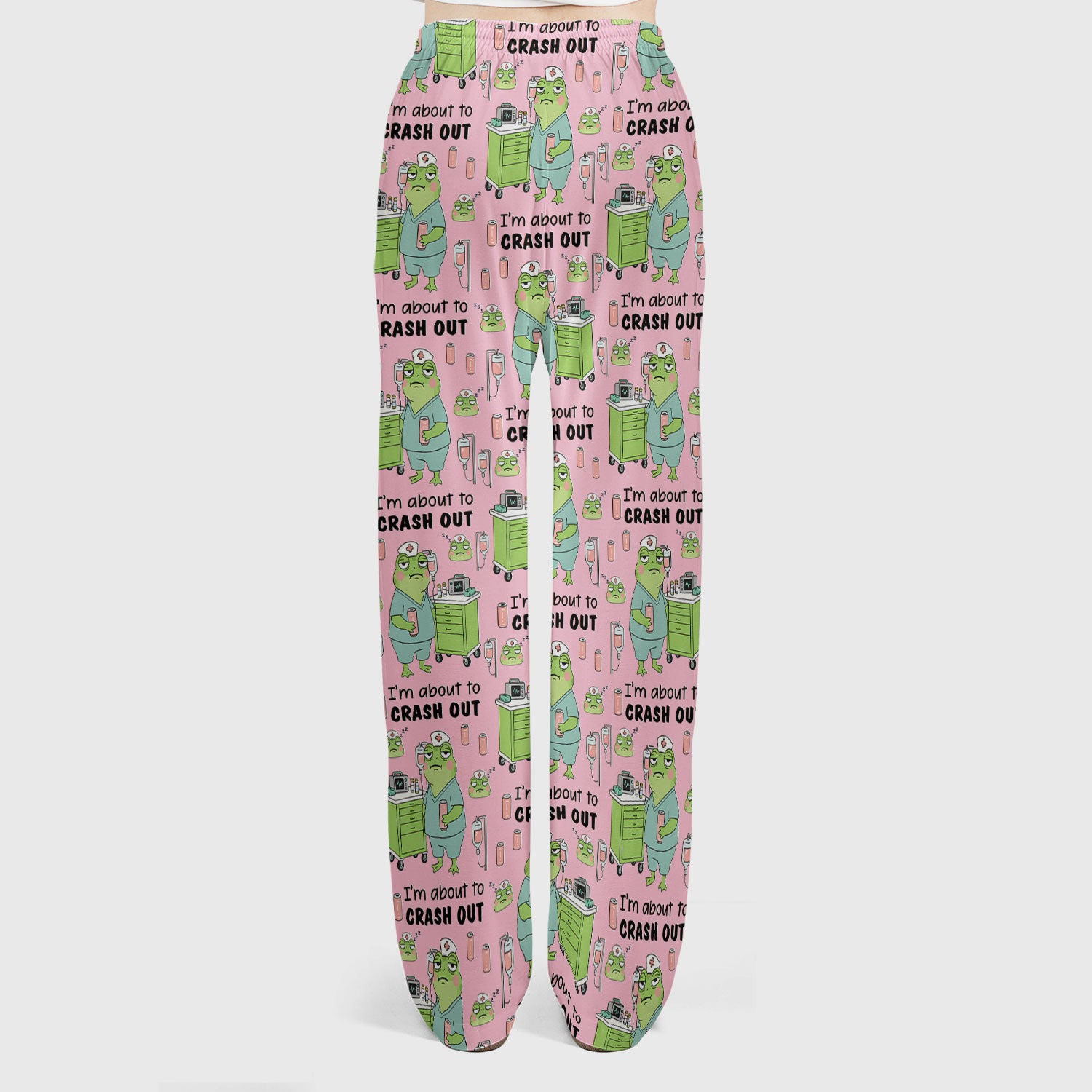 Funny Frog Pattern Nurse Scrub Set, I’m About to Crash Out Nurse Shirt, Breathable Fabrics Nursing Uniform
