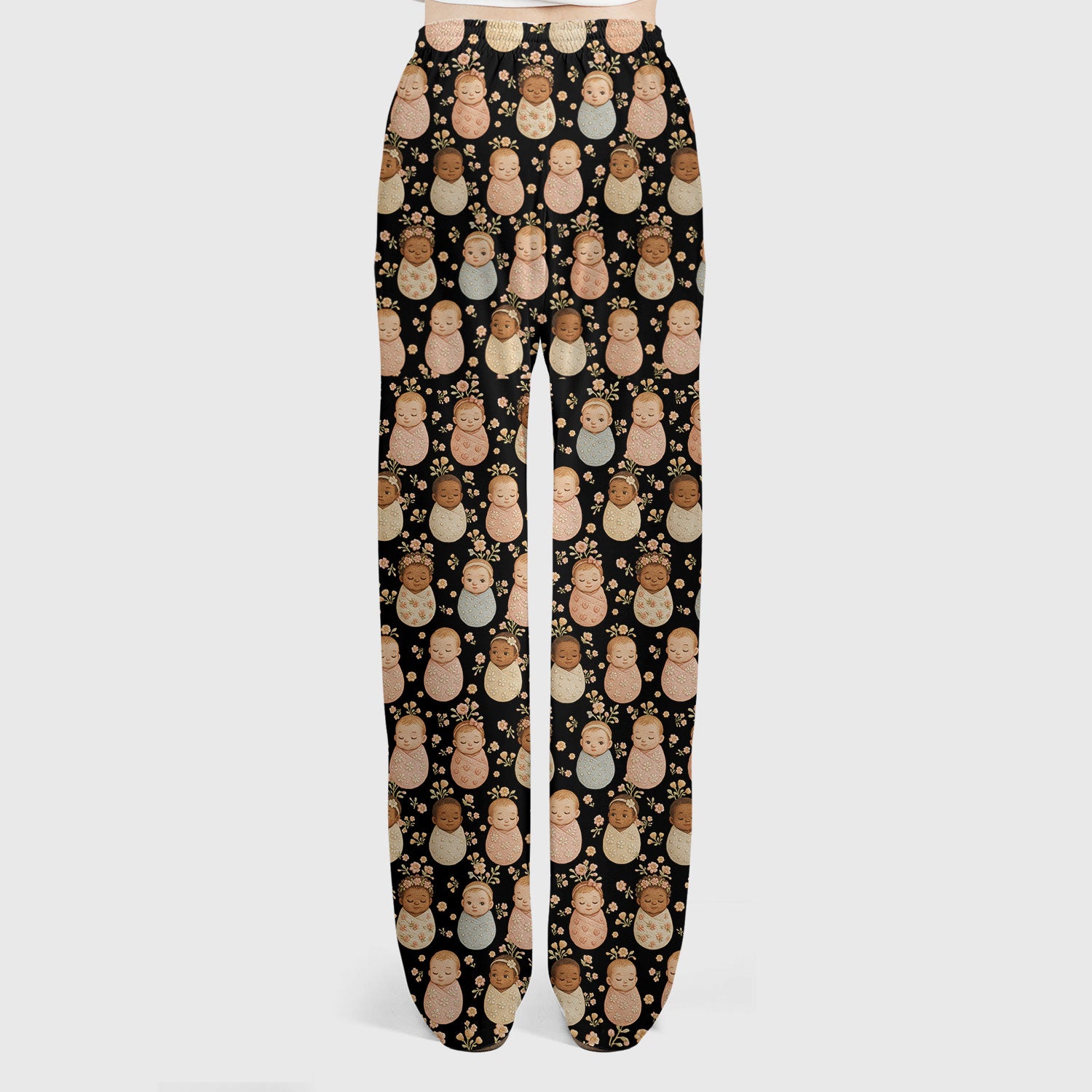 Sweet Newborn Baby Floral Print Women's Scrub Set, Breathable Med Uniform