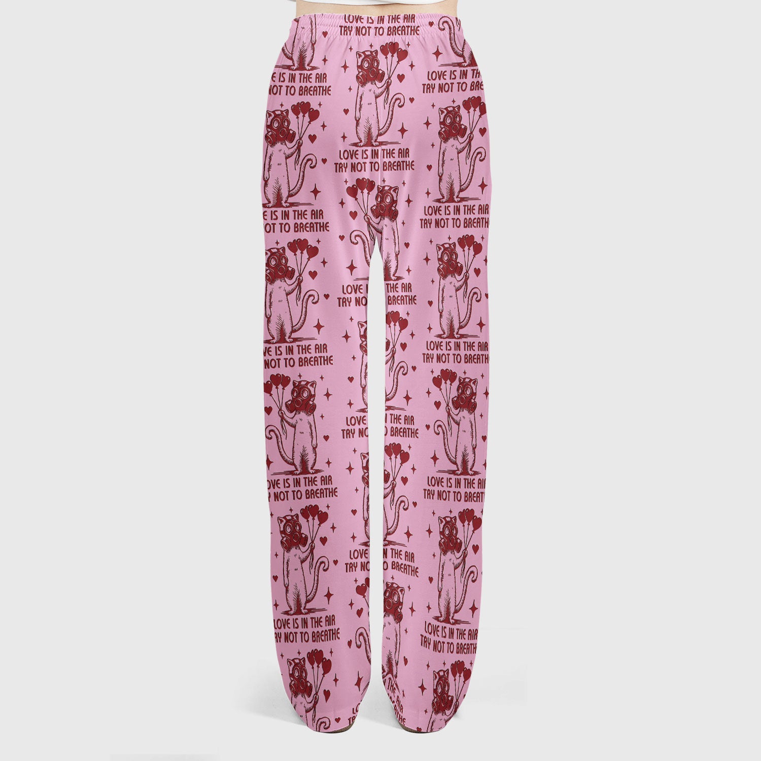 Gas Mask Cat Heart Balloon Valentine Print Scrub Set, Breathable Med Uniform