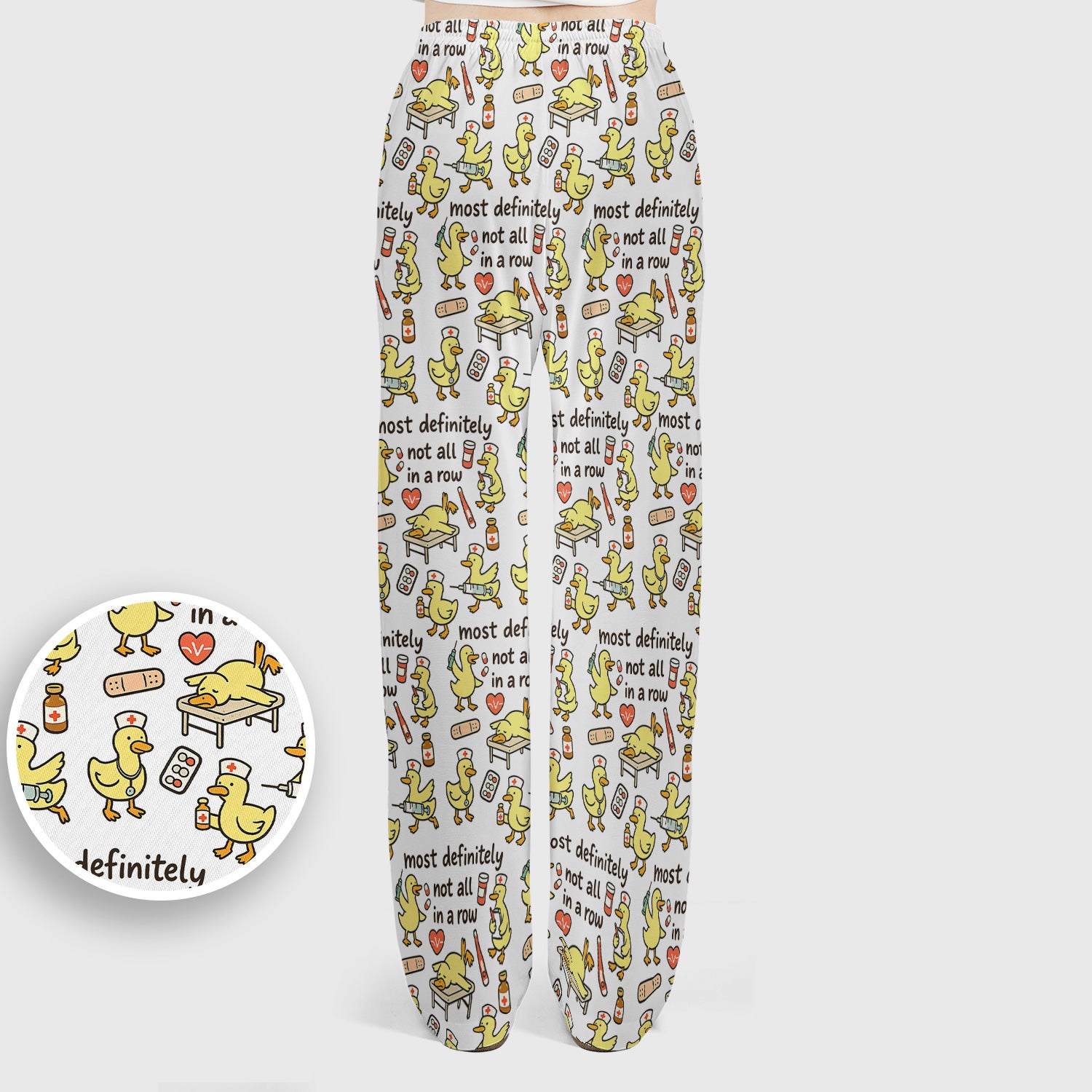 Funny Nurse Duck Medical Humor Pattern Scrub Set, Scrub Pants and V Neck Top