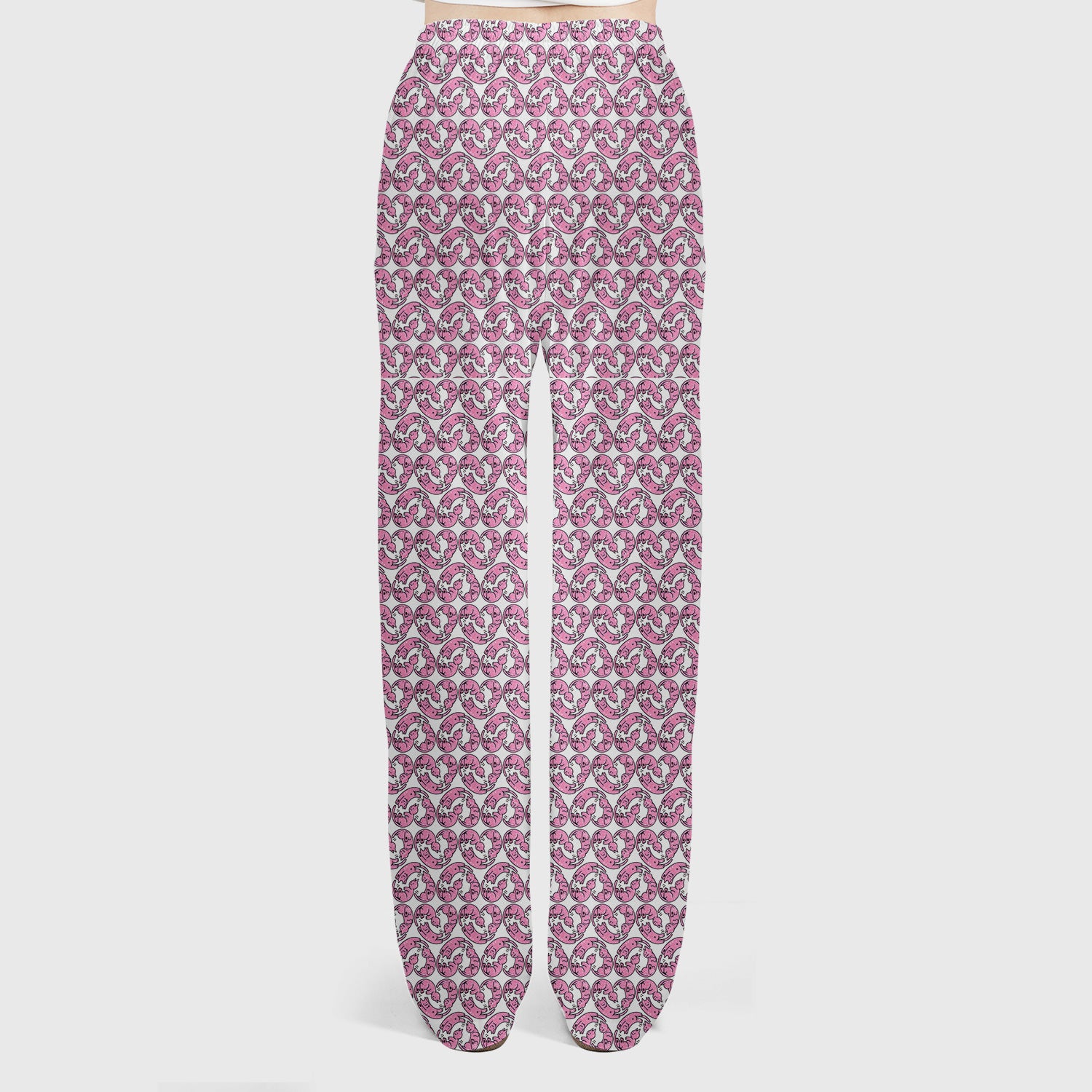 Cute Pink Cat Cartoon All Over Print Set, Women’s Scrub Sets