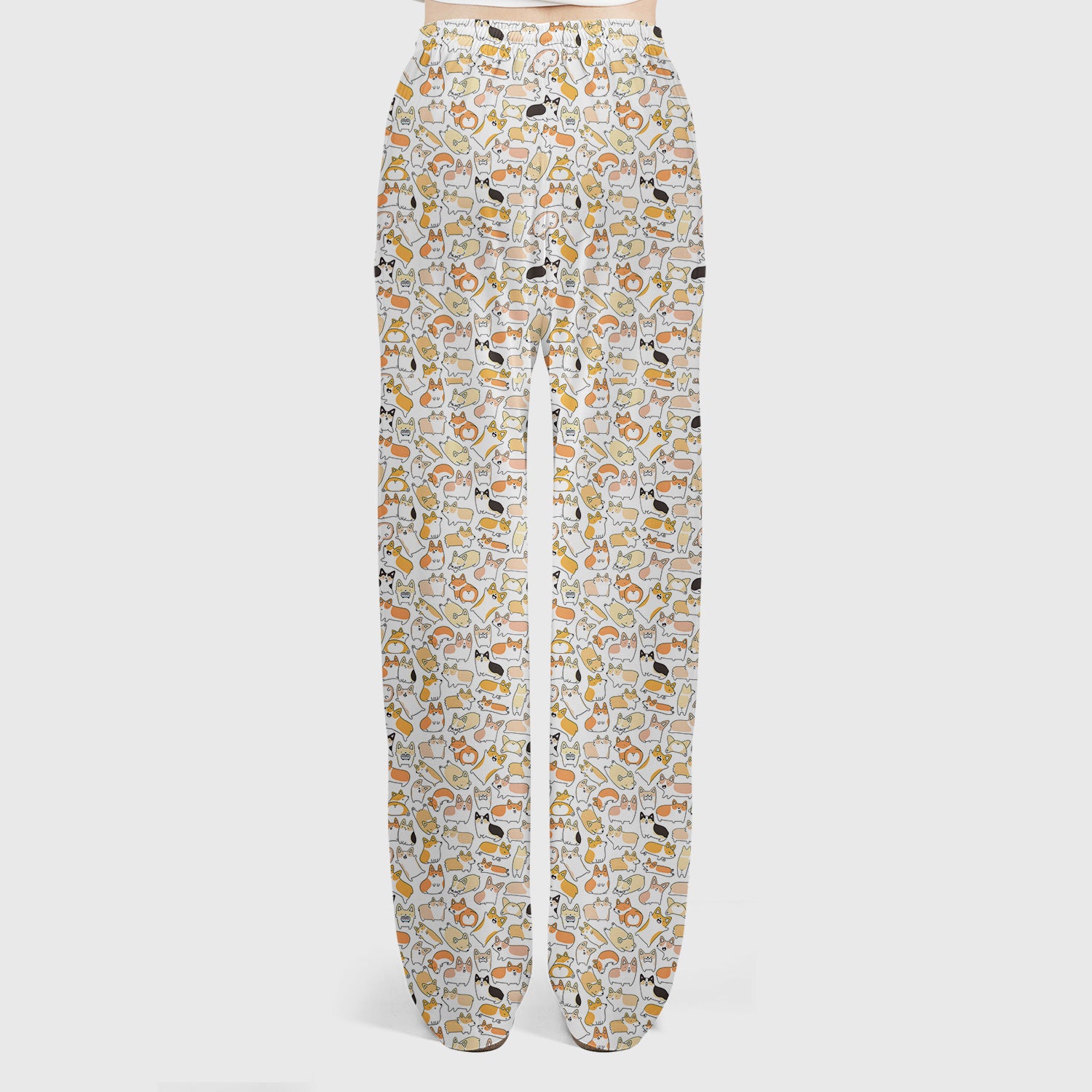 Cute Corgi Dog All Over Print Scrub Set, Scrub Pants and V Neck Top