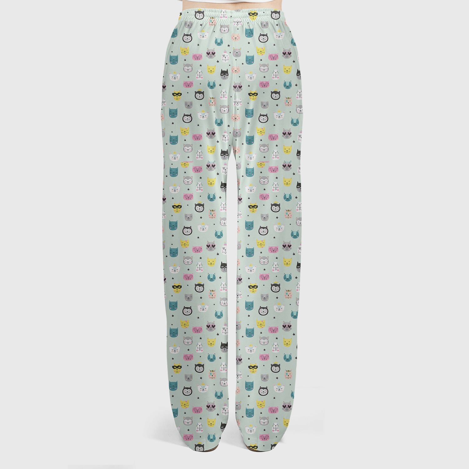 Cute Colorful Cat Pattern Women's Scrub Sets, Breathable Med Uniform