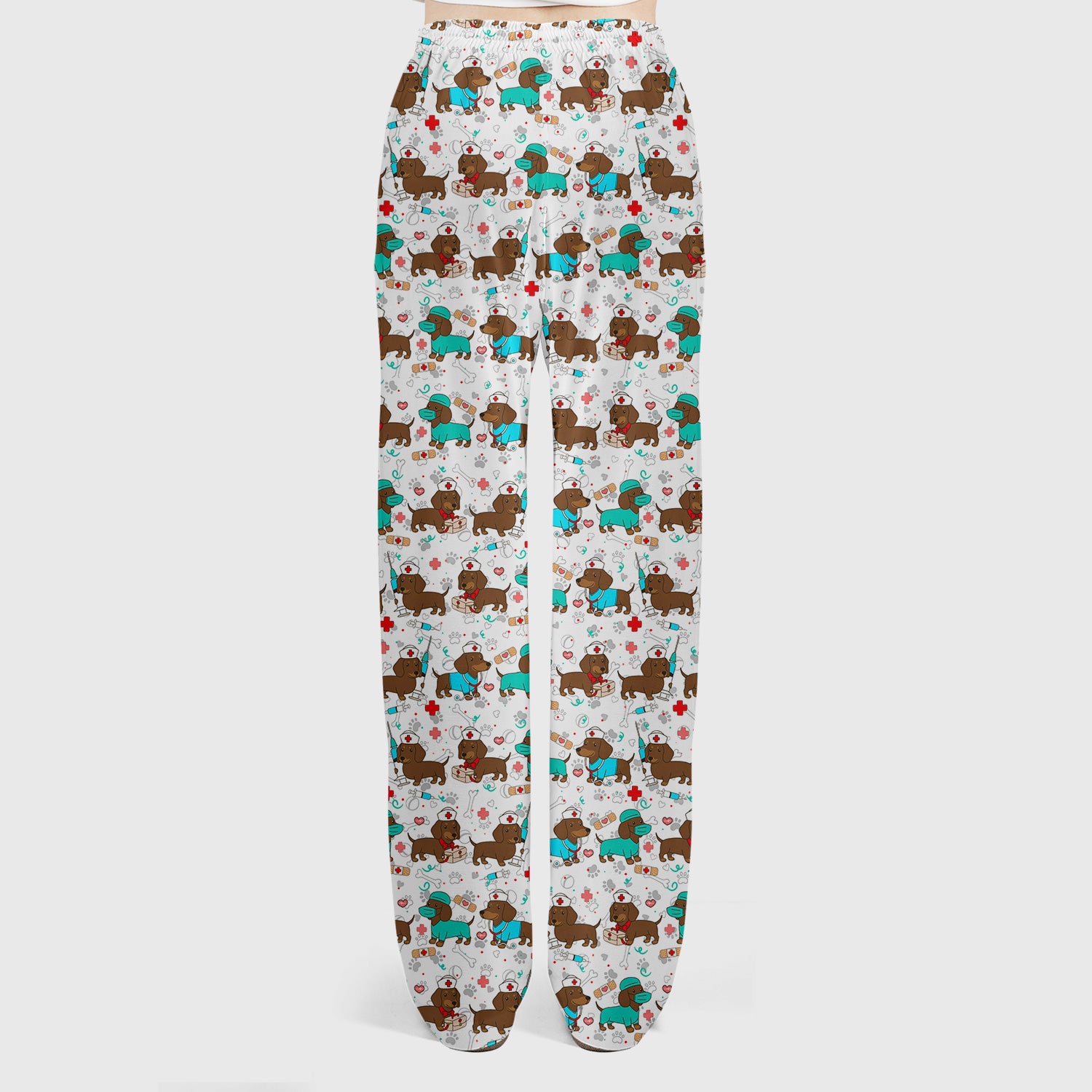 Cute Wiener Dog Dachshund Nurse Scrub Set, Funny Dachshund Dog Scrubs Shirt, Breathable Fabrics Nursing Uniform