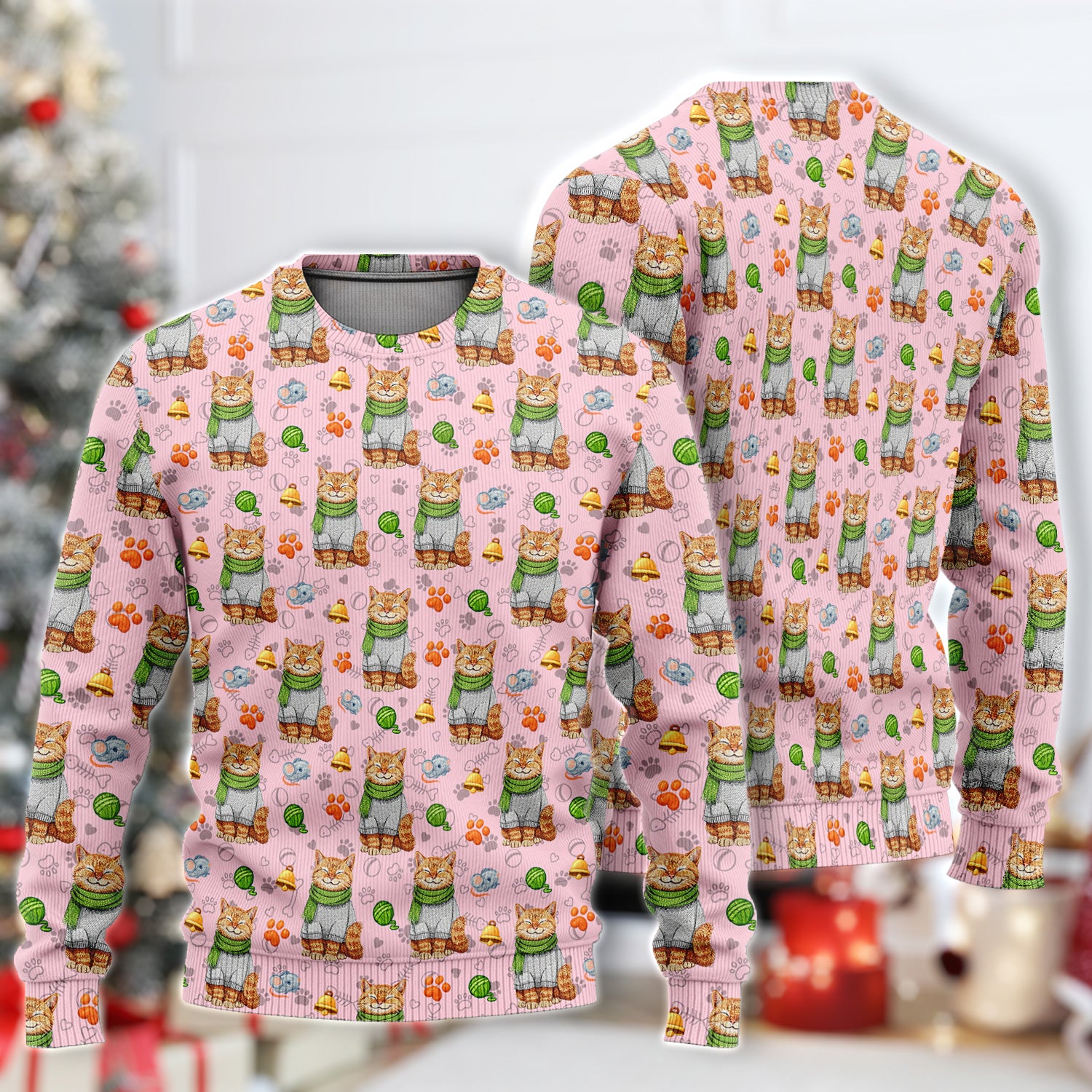 Adorable Cat Lover Nurse Scrub Set, Cute Cat Medical Pattern Shirt, Breathable Fabrics Nursing Uniform