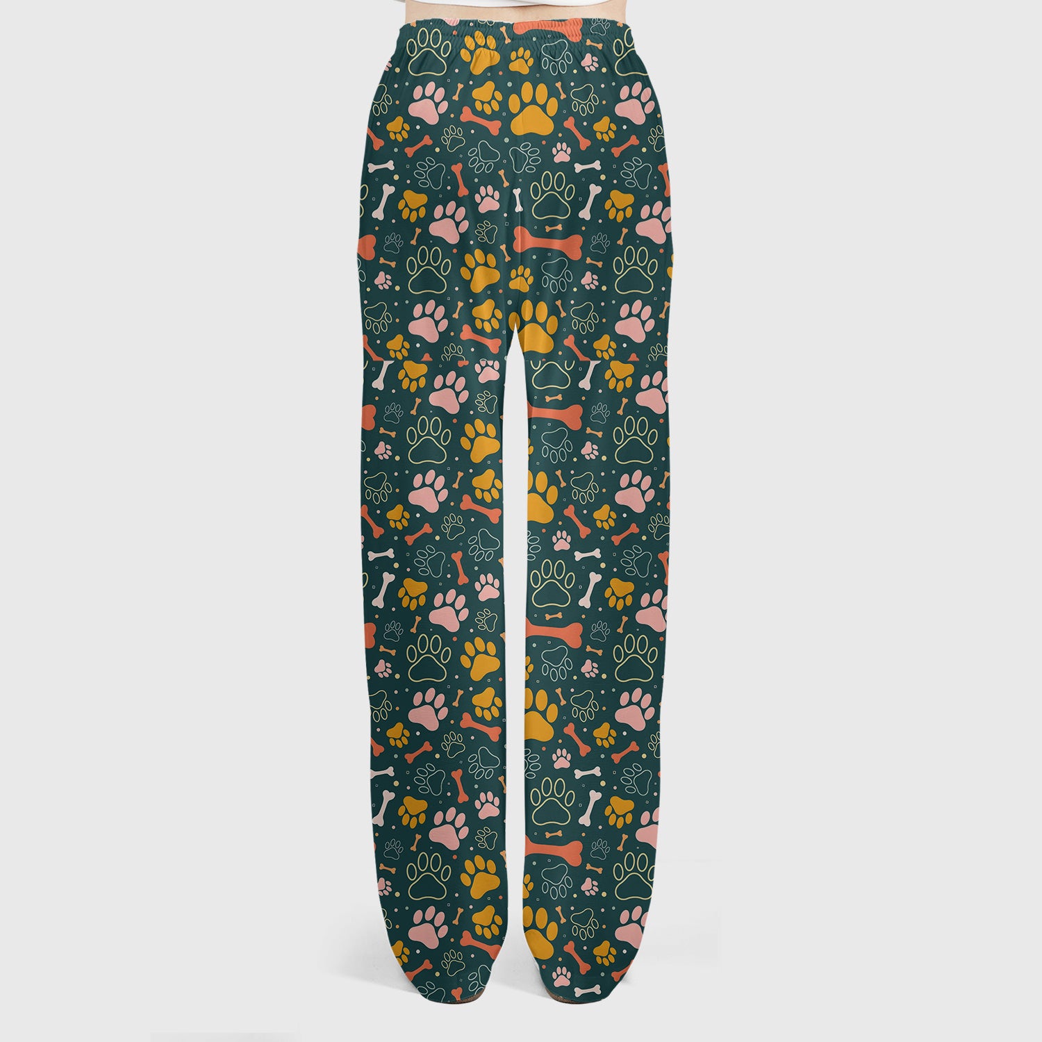 Cute Paw Print Dog Pattern Scrub Set, Breathable Med Uniform